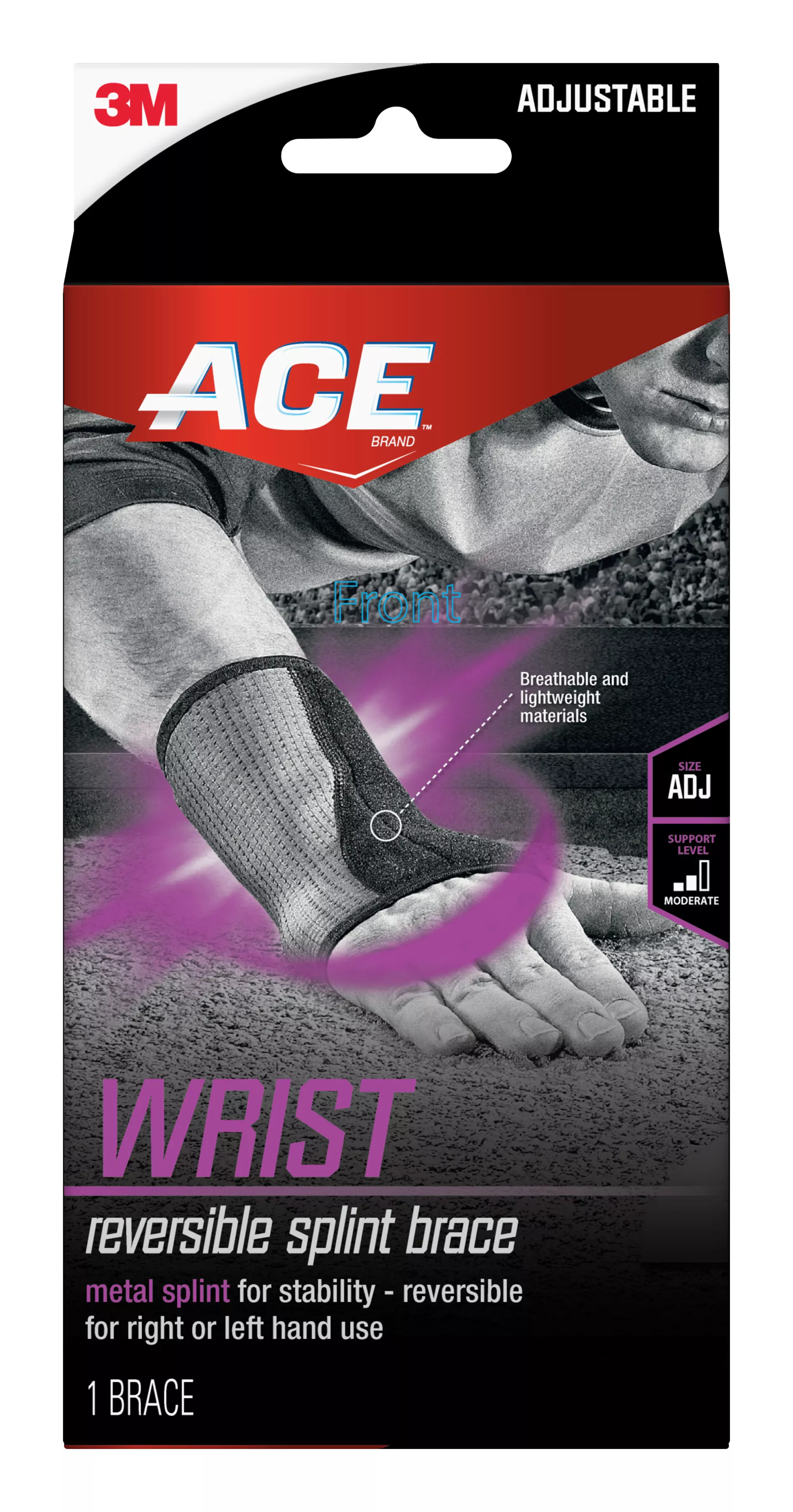 ACE™ Reversible Splint Wrist Brace, 905006, Adjustable