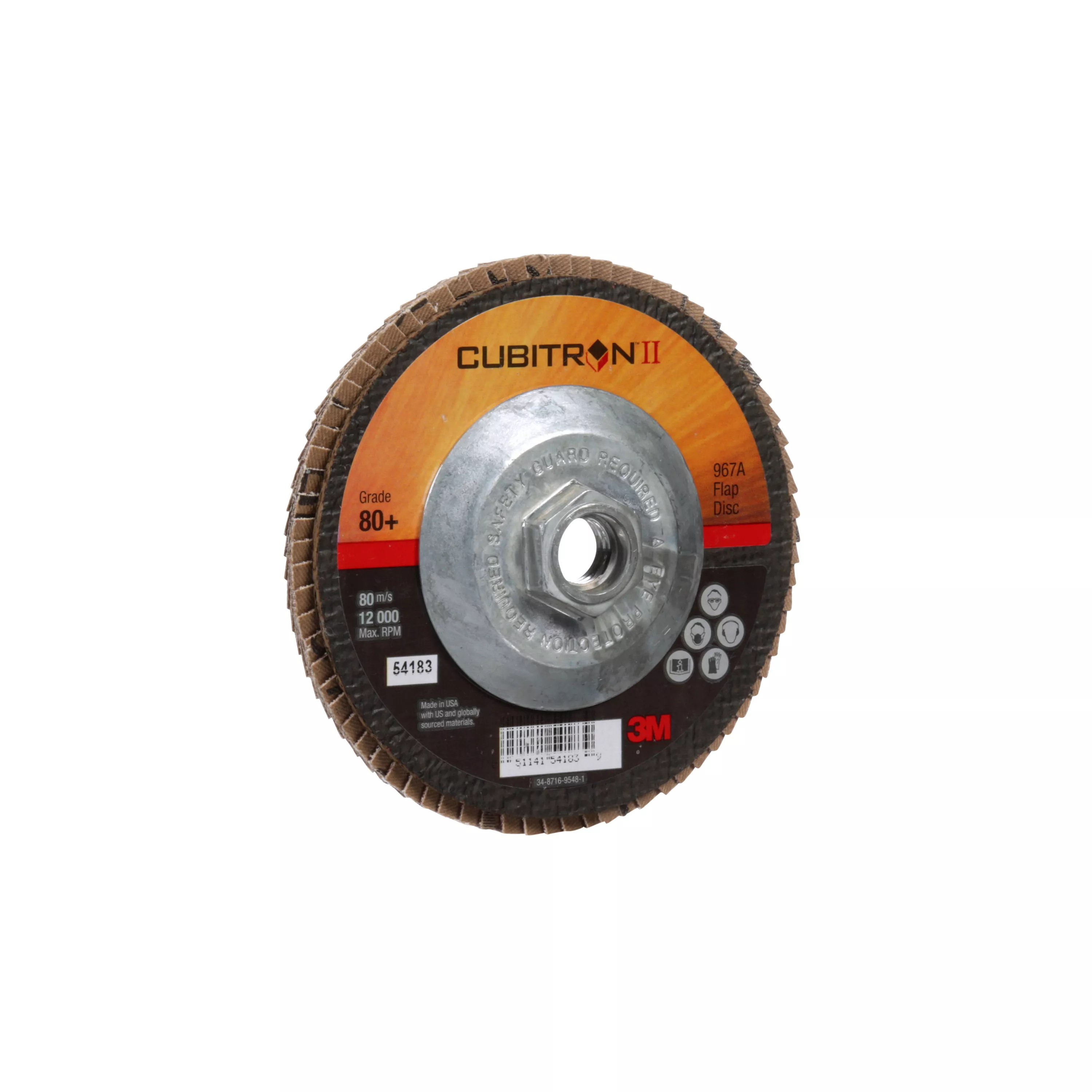 SKU 7100049202 | 3M™ Cubitron™ II Flap Disc 967A