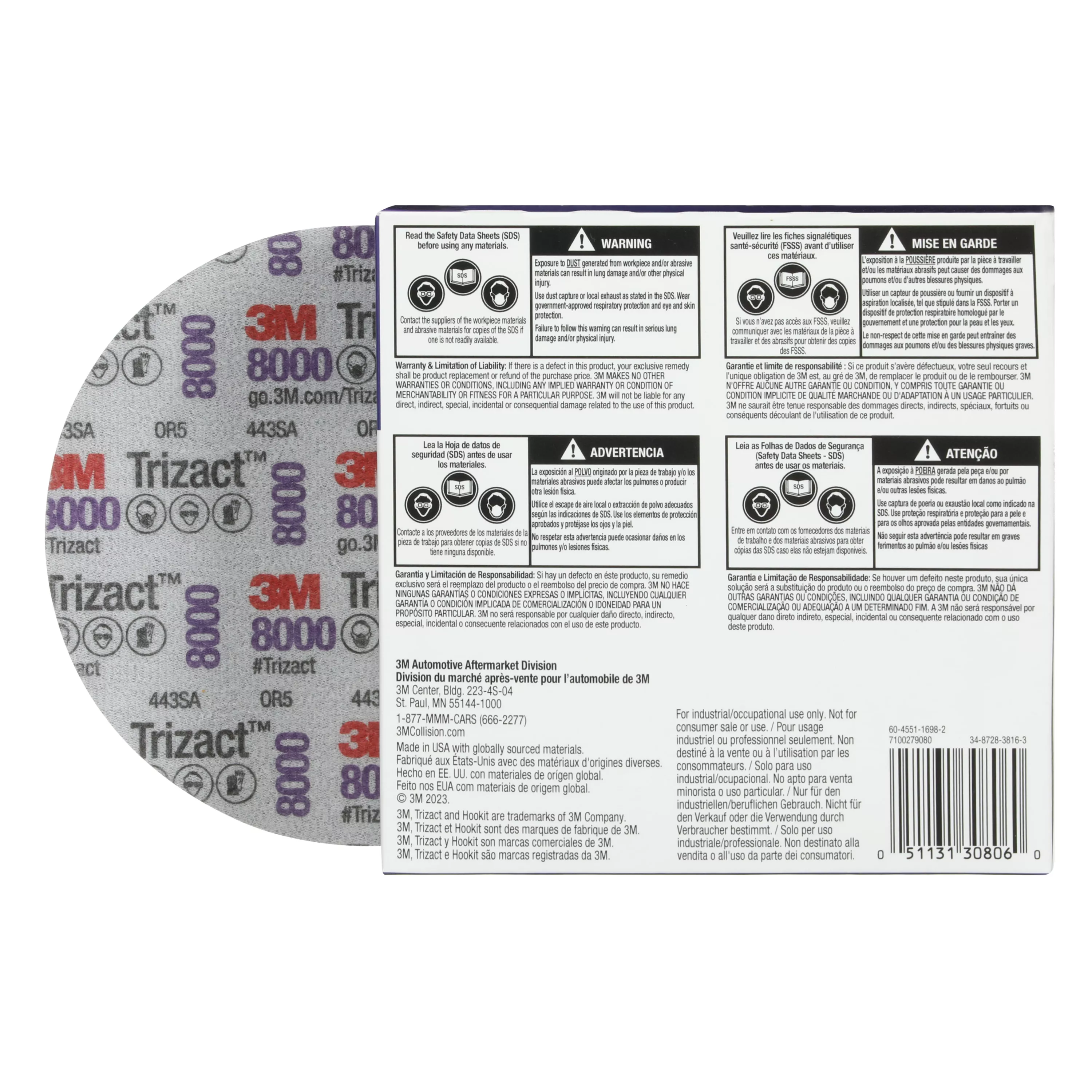 SKU 7100193783 | 3M™ Trizact™ Hookit™ Foam Disc 30806