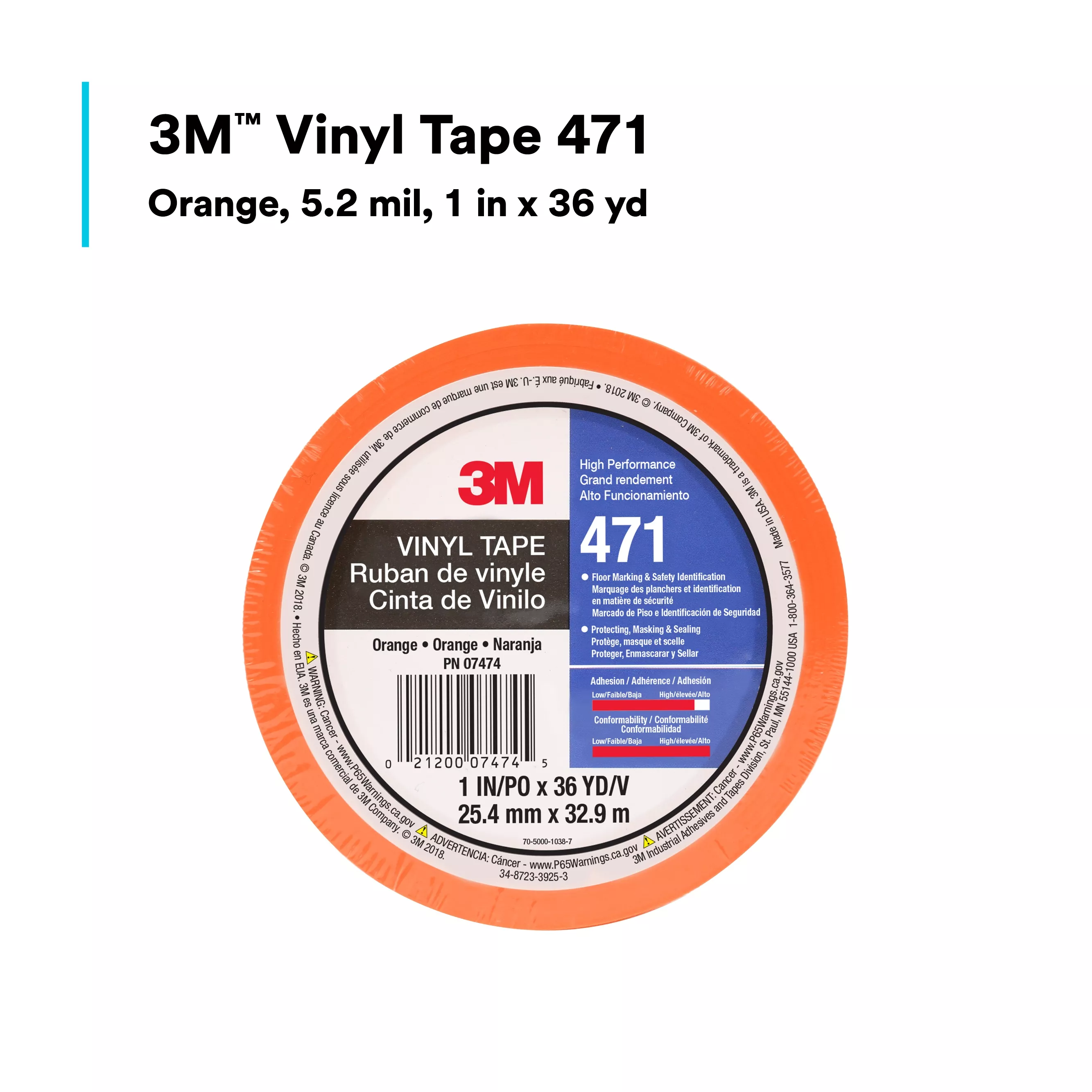 SKU 7100044623 | 3M™ Vinyl Tape 471