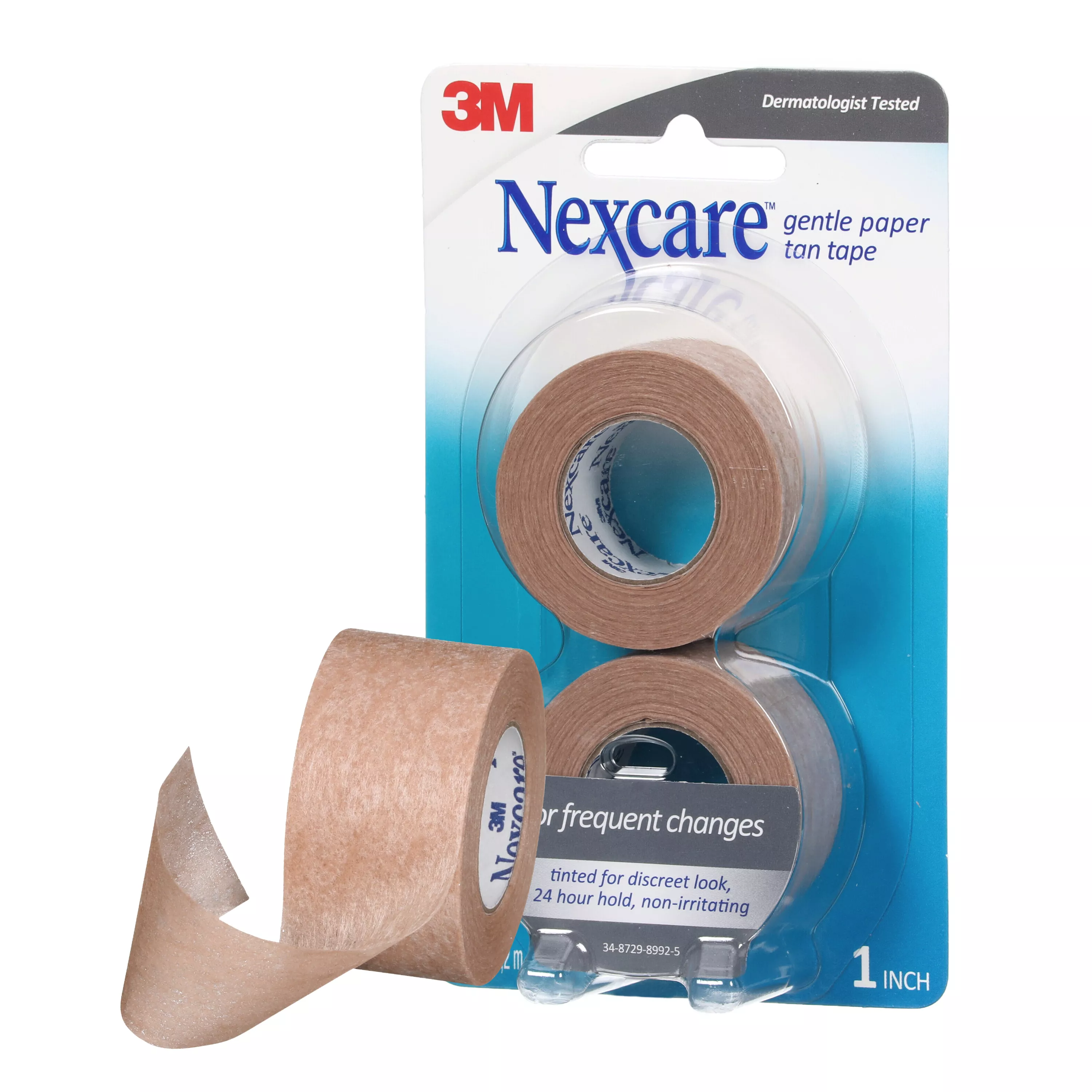 Nexcare™ Gentle Paper First Aid Tape T781-2PK, Tan, 1 in x 10 yds