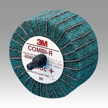 Scotch-Brite™ Roloc™+ Combi-R Wheel 80802, 2-1/2 in x 1-1/4 in 80 X-weight, 10 ea/Case