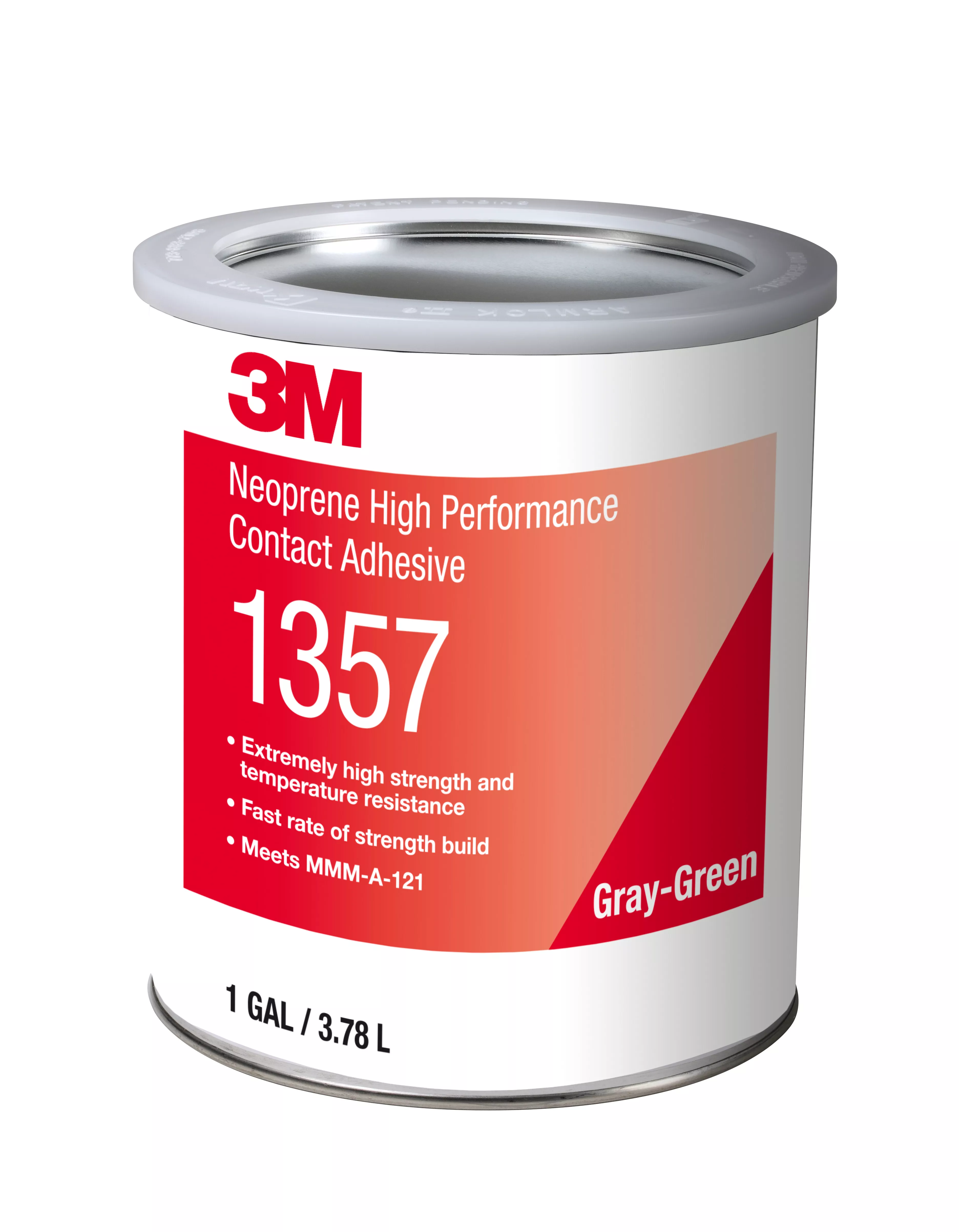 3M™ Neoprene High Performance Contact Adhesive 1357, Gray-Green, 1 Gallon, 4 Can/Case