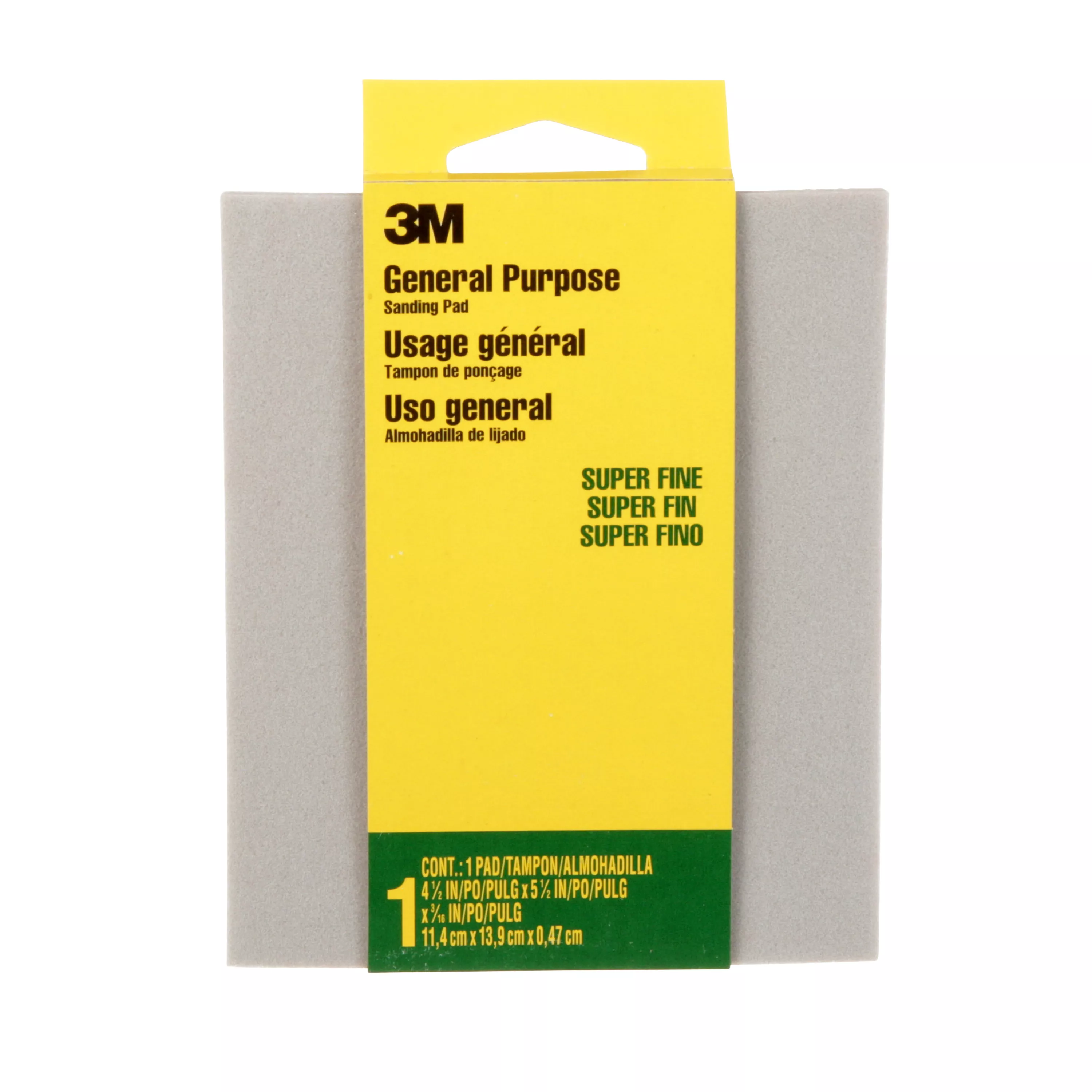 3M™ General Purpose Sanding Pad 916DC-NA, Contour Surface, 4 1/2 in x 5 1/2 in x 3/16 in, Super Fine, 1/pk 24 pks/cs