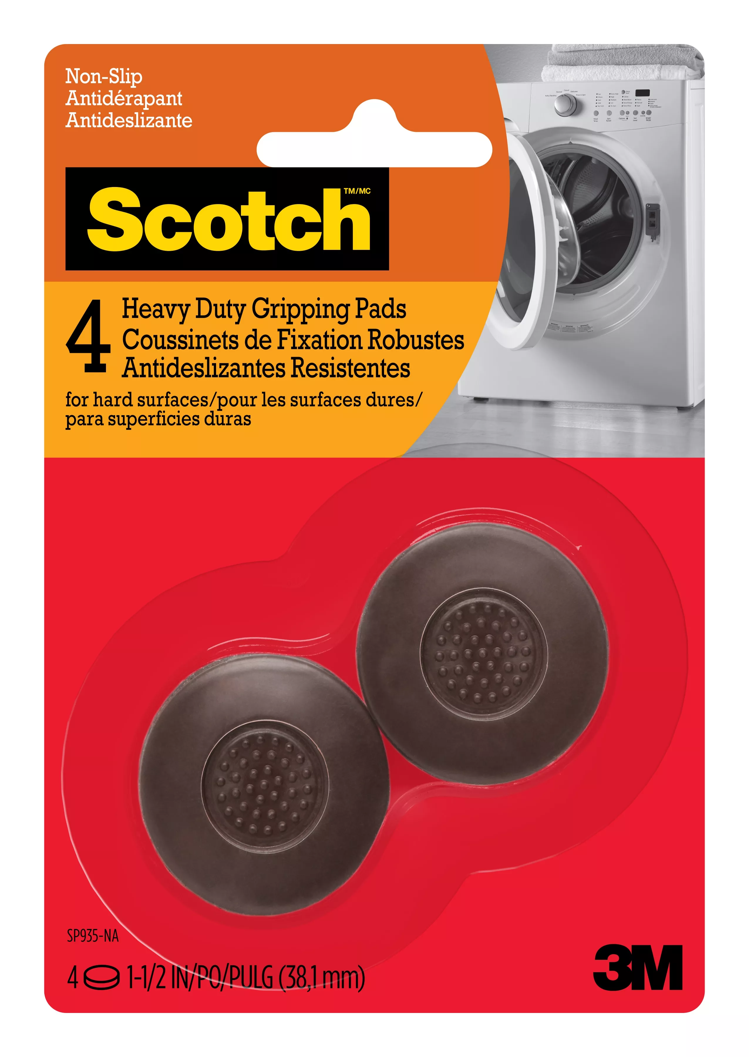 Scotch™ Gripping Pads SP935-NA, Round, 1.5-in 4/pk