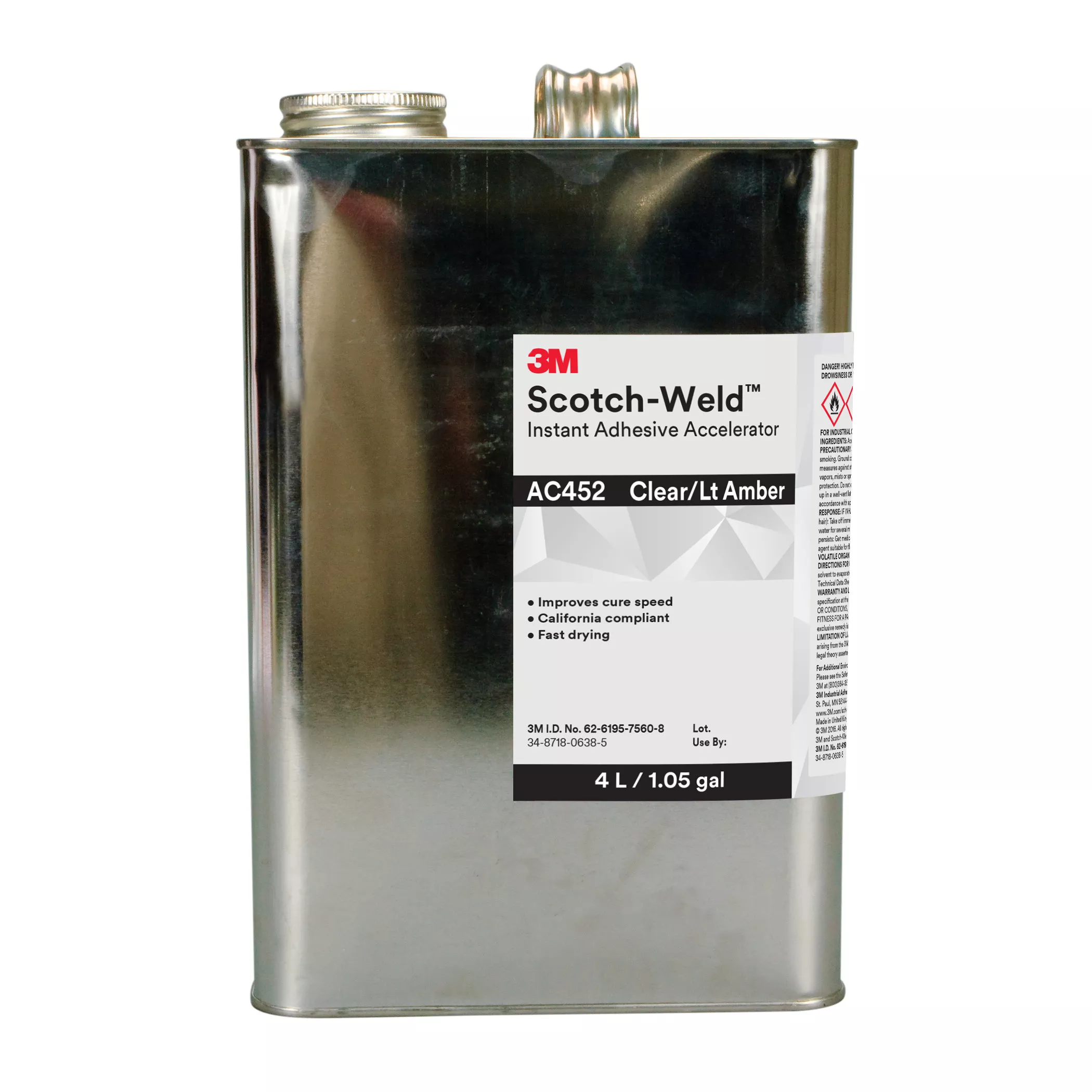 3M™ Scotch-Weld™ Instant Adhesive Accelerator AC452, Amber, 4 Liter, 1
Can/Case