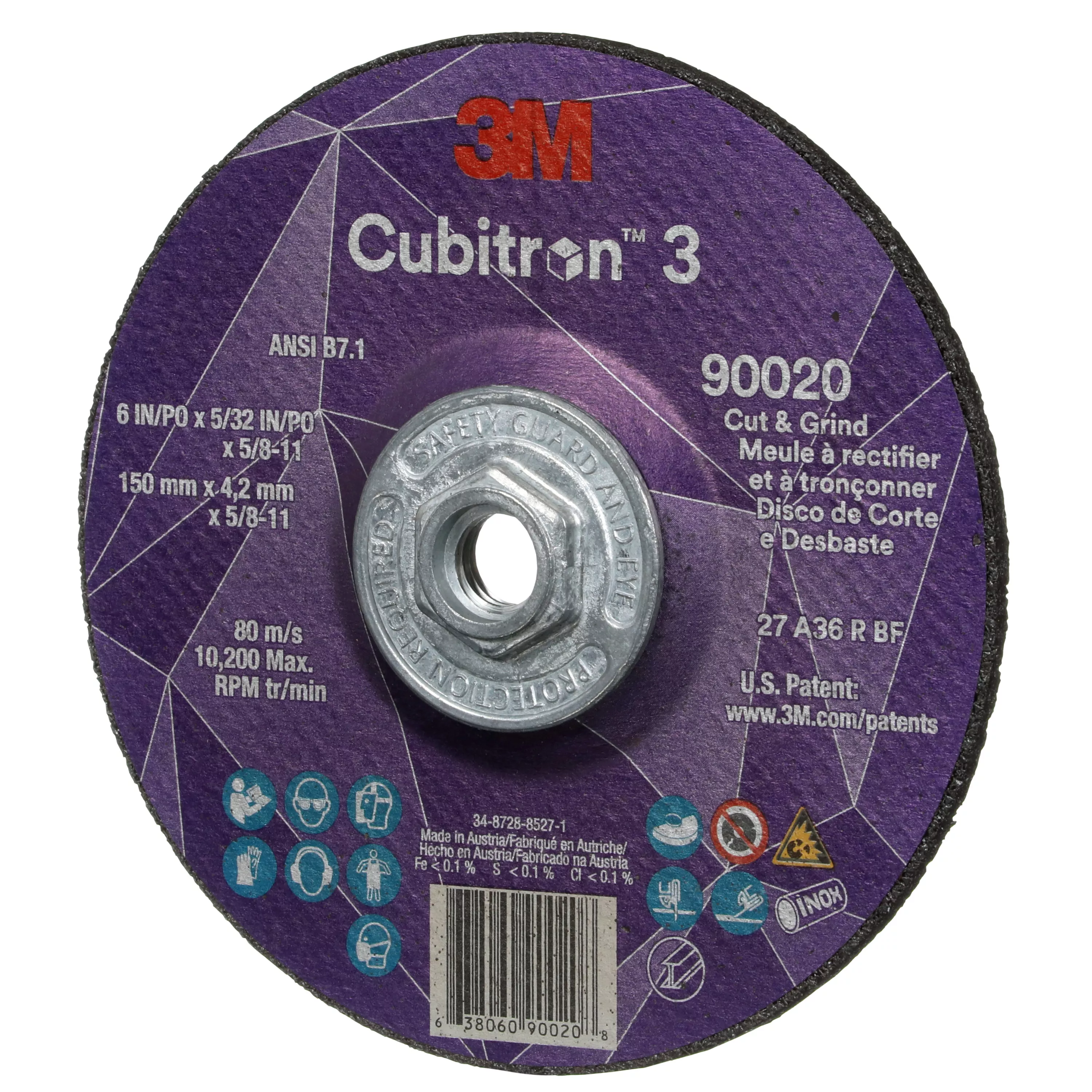 SKU 7100313196 | 3M™ Cubitron™ 3 Cut and Grind Wheel