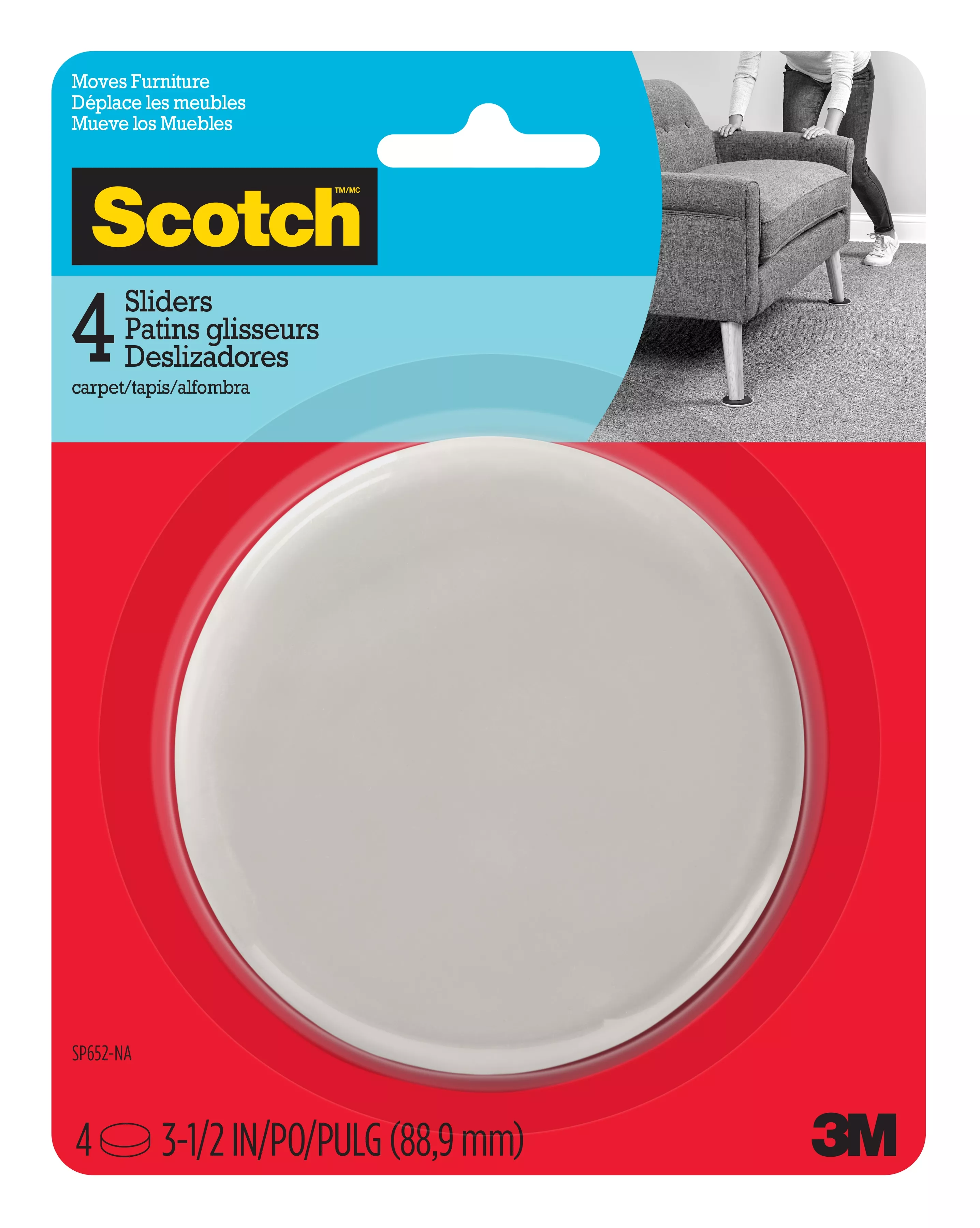 Scotch™ Sliders SP652-NA, Reusable Hard 3.5-In 4/Pk