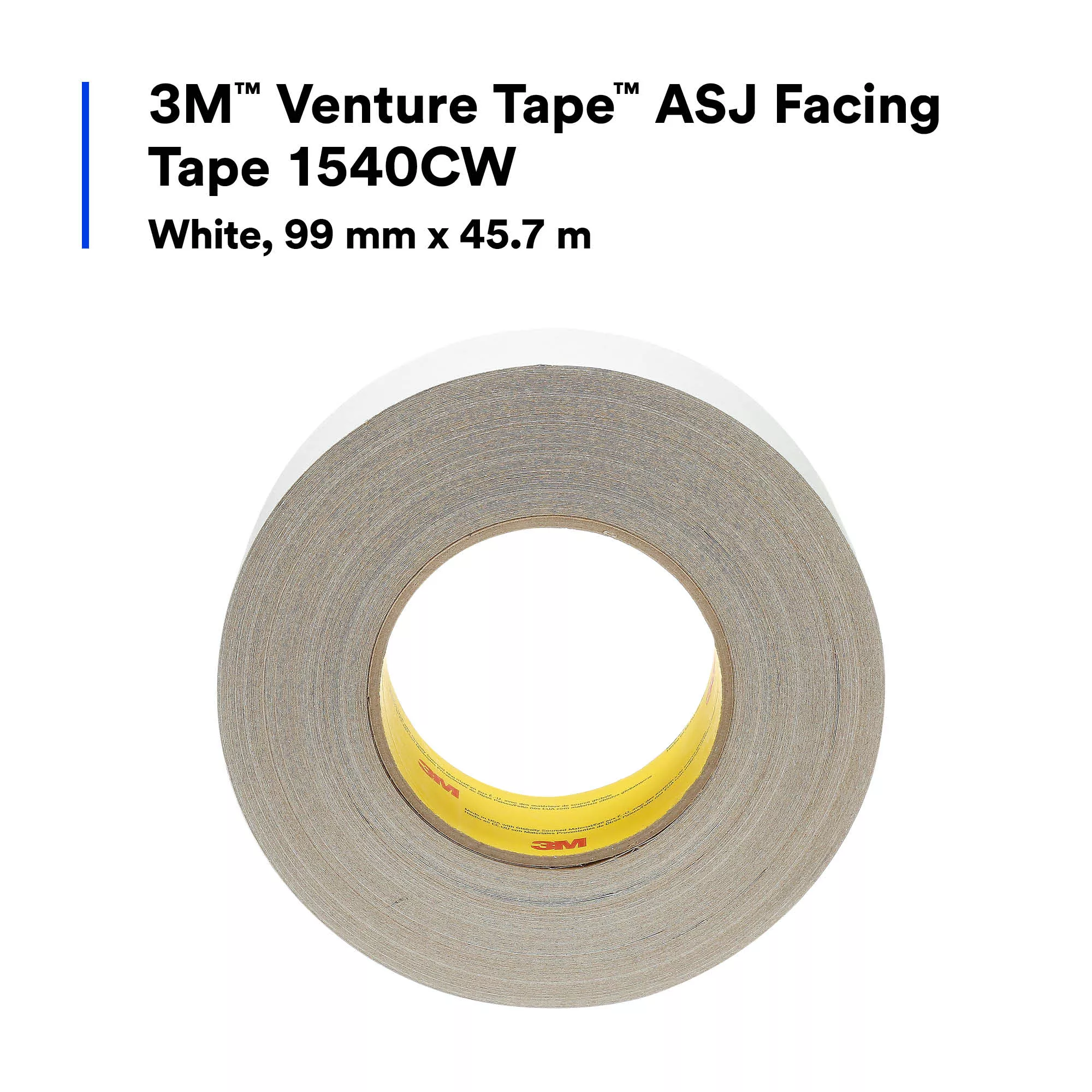 SKU 7100043969 | 3M™ Venture Tape™ ASJ Facing Tape 1540CW