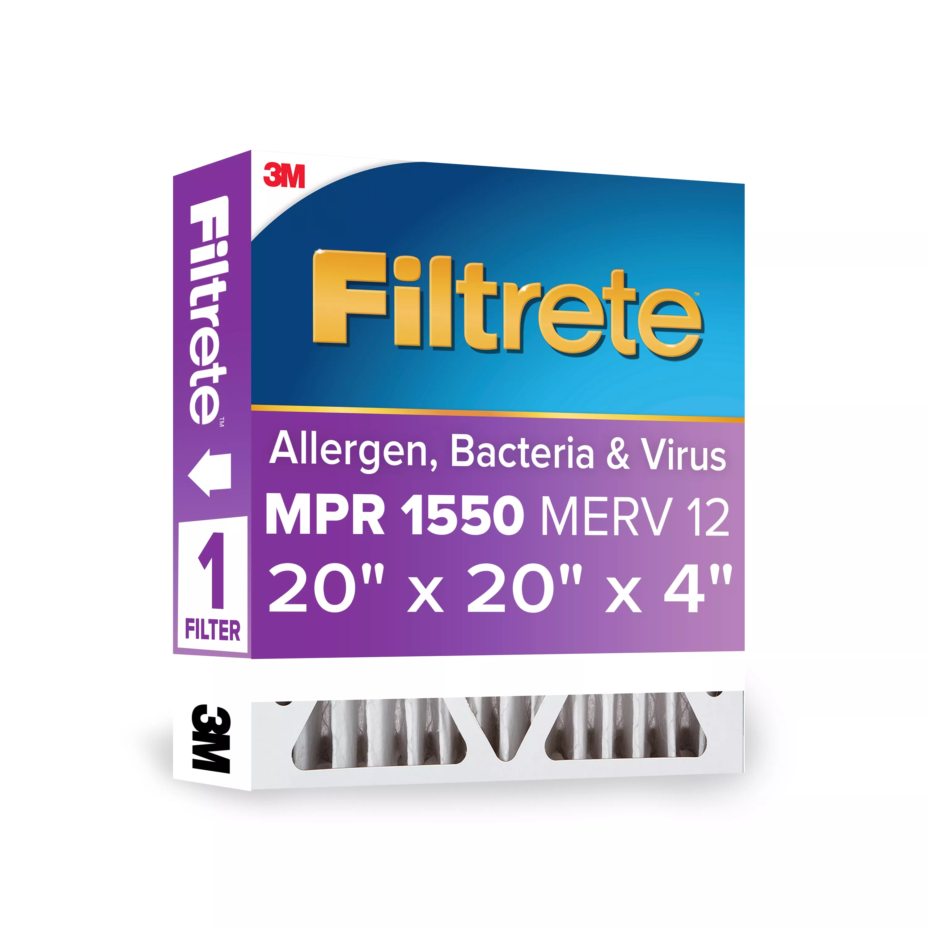 SKU 7100322070 | Filtrete™ High Performance Deep Pleat Filter 1550 MPR NDP02-4IN-4