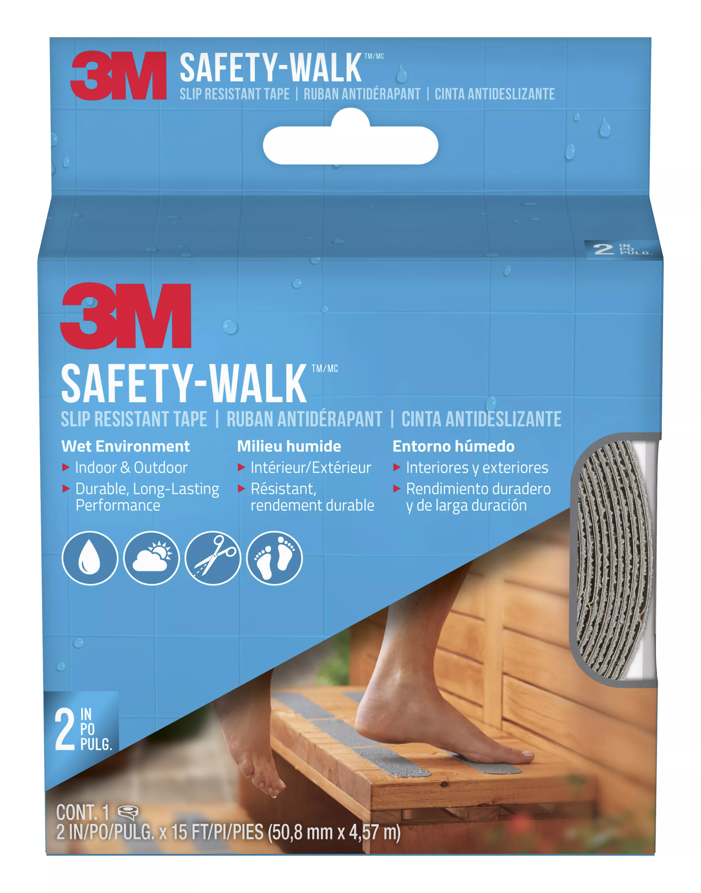 3M™ Safety-Walk™ Slip Resistant Tape 370G-R2X180, Grey, 2 in x 15 ft (50.8 mm x 4.57 m)