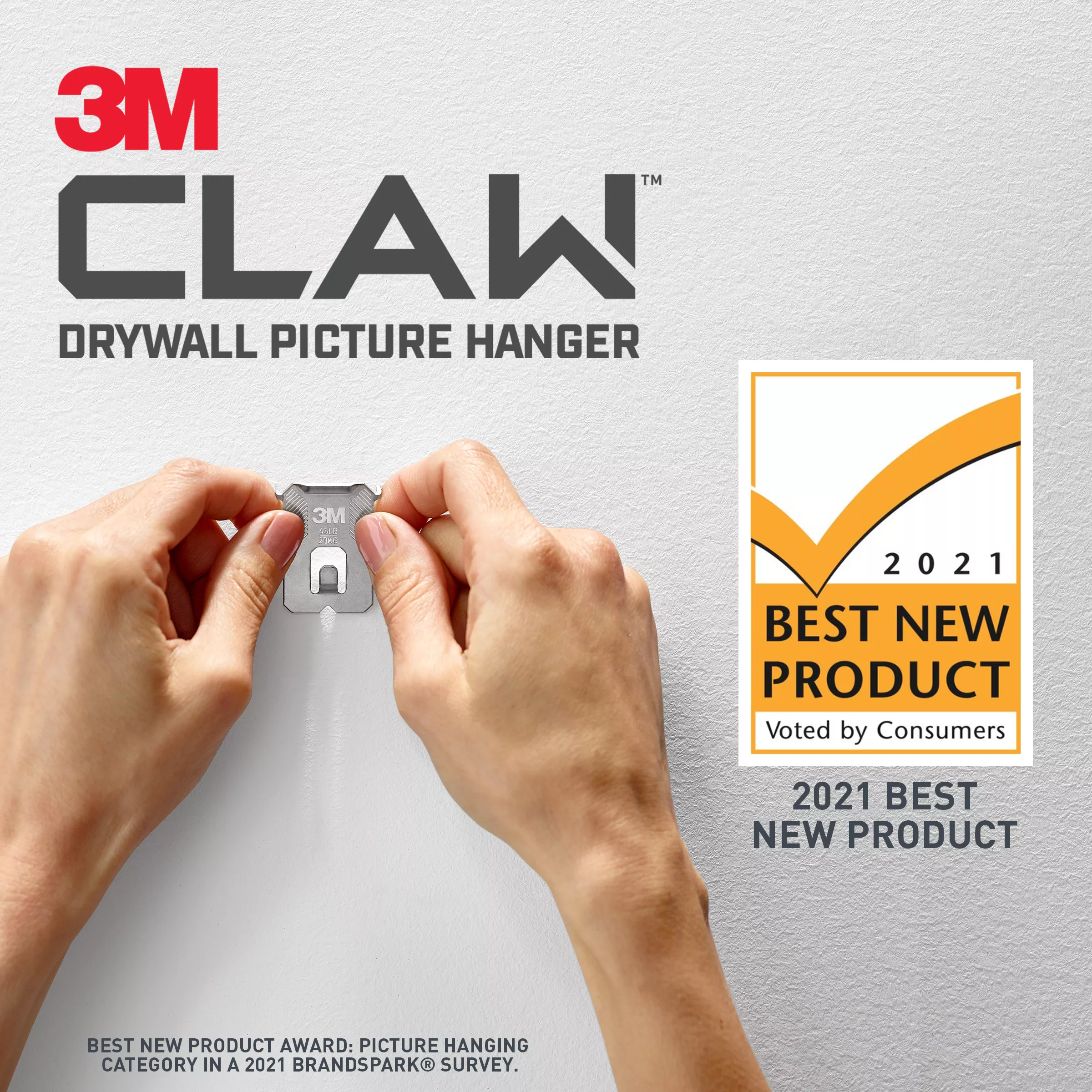 SKU 7100233253 | 3M™ CLAW™ Drywall Picture Hanger 45 lb 3PH45-1ES