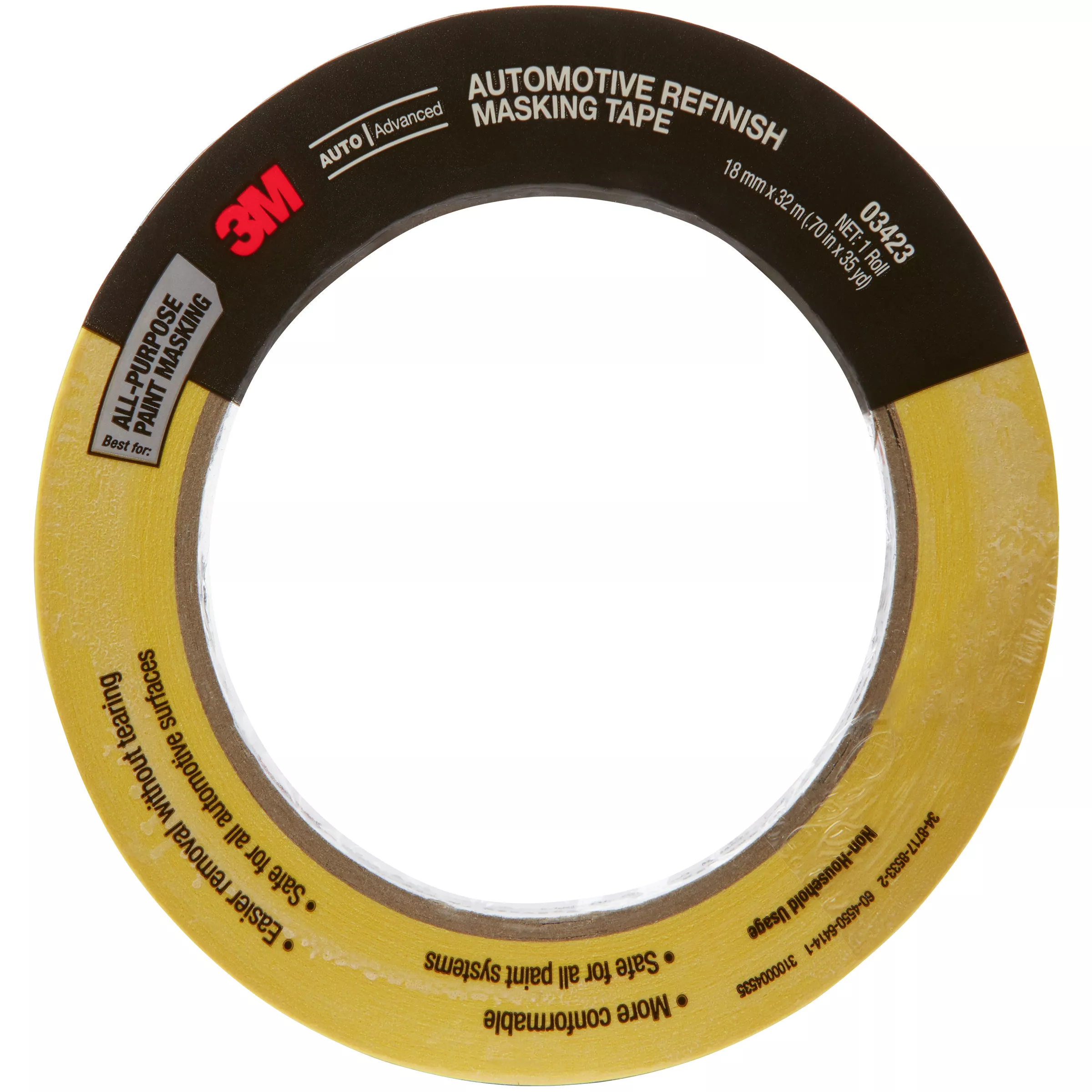 3M™ Automotive Refinish Masking Tape, 03423, 18 mm x 32 m, 24 per case