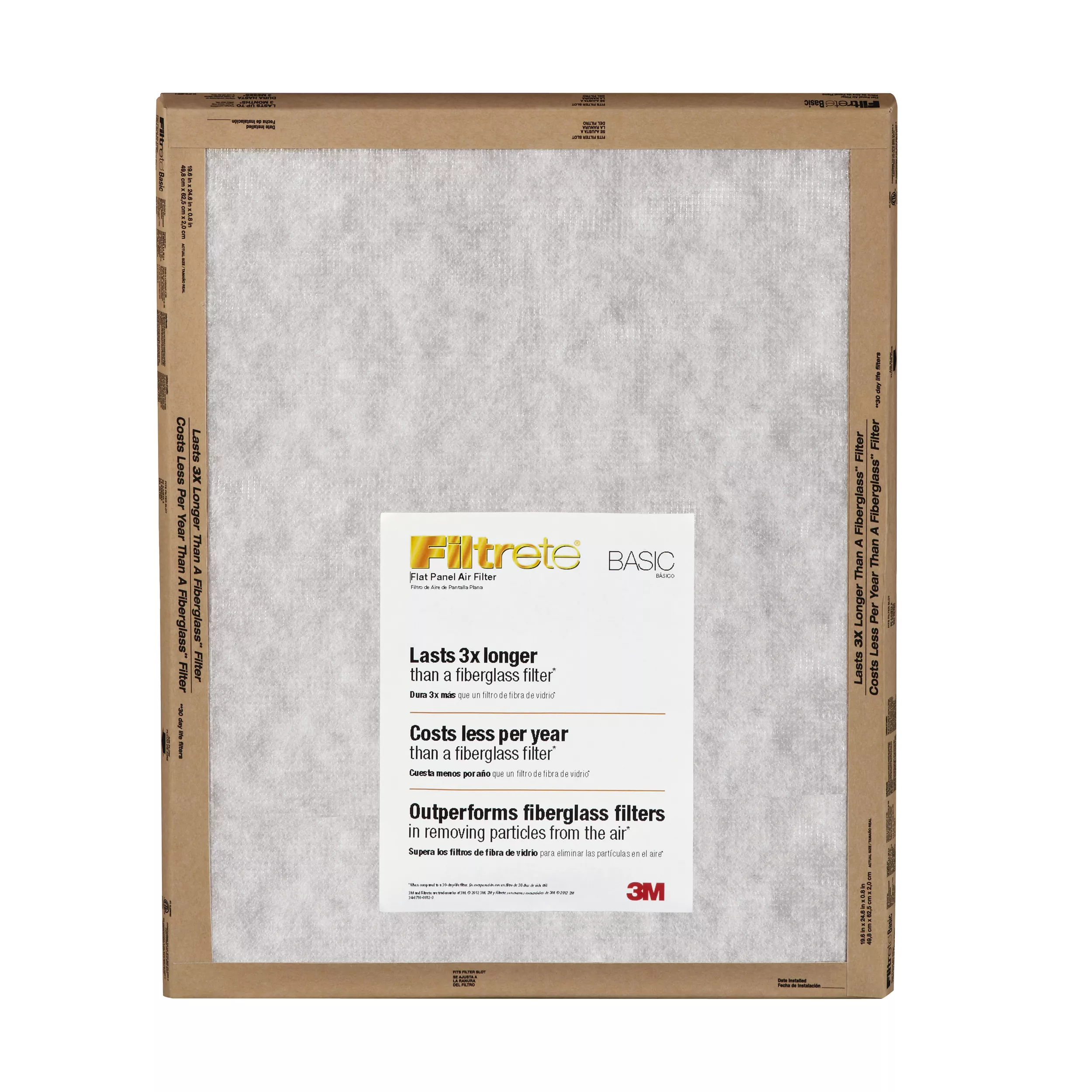 Filtrete™ Flat Panel Air Filter FPL03-2PK-24, 20 in x 25 in x 1 in (50.8 cm x 63.5 cm x 2.5 cm)