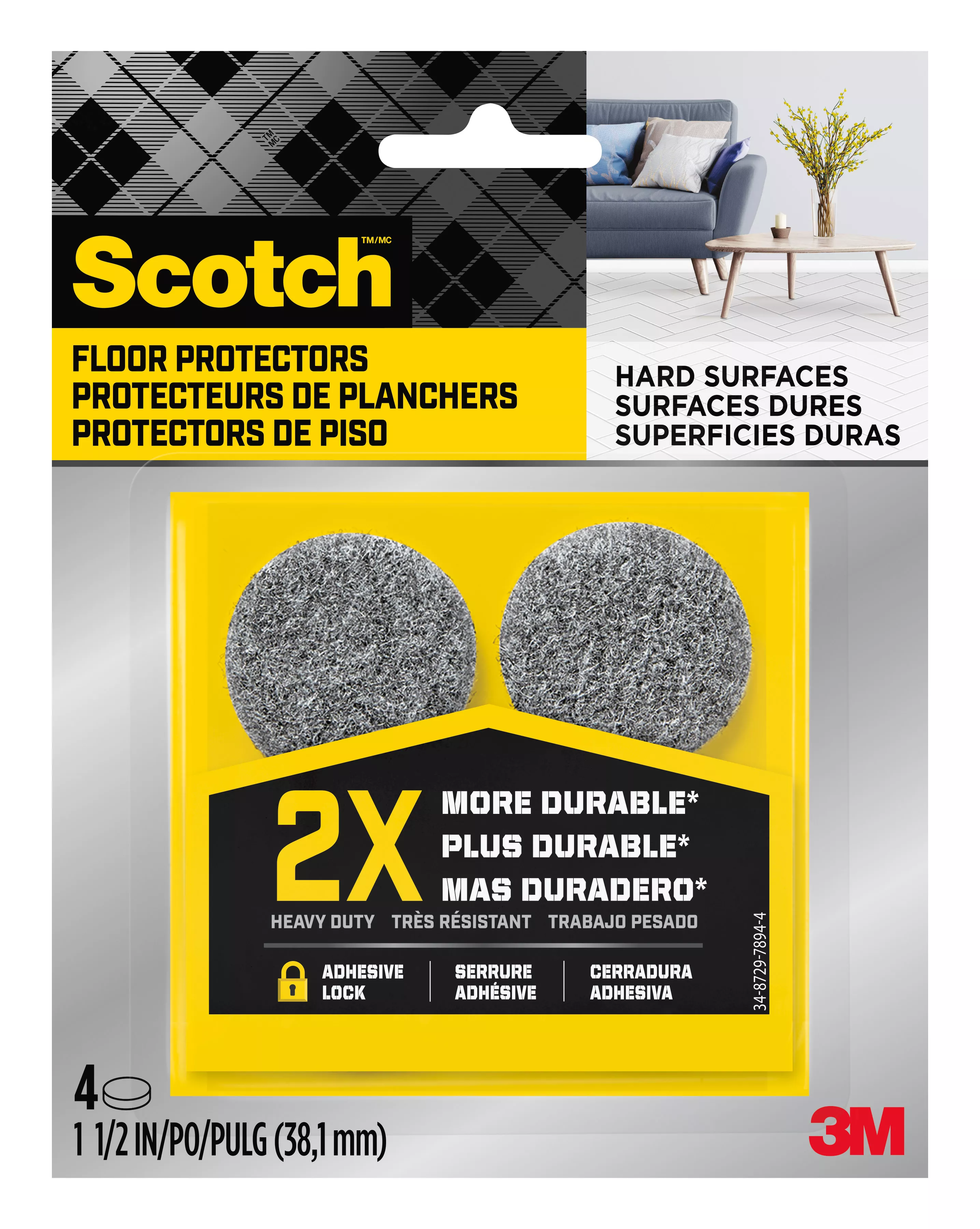 Scotch™ Heavy Duty Felt Pads SP871-NA, 1.5 inch