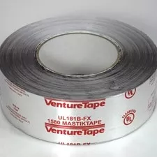 3M™ Venture Tape™ UL181B-FX Mastik Foil Tape 1580-P, Silver, 2 in x 100 ft, 24 Rolls/Case