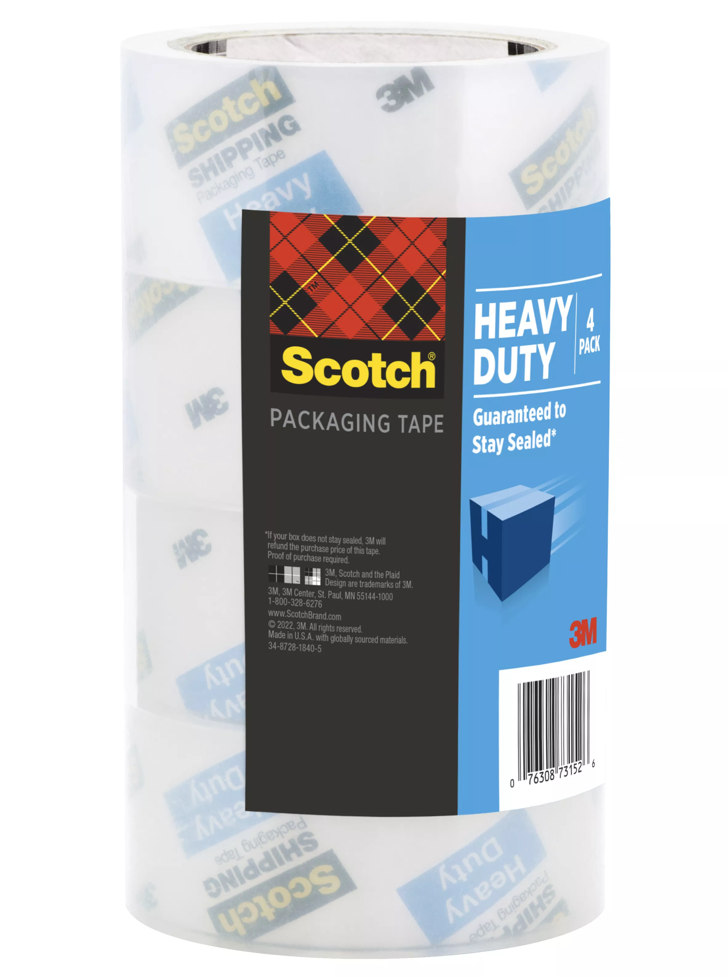 SKU 7100327997 | Scotch® Heavy Duty Shipping Packaging Tape 3850S-LR4-4GC