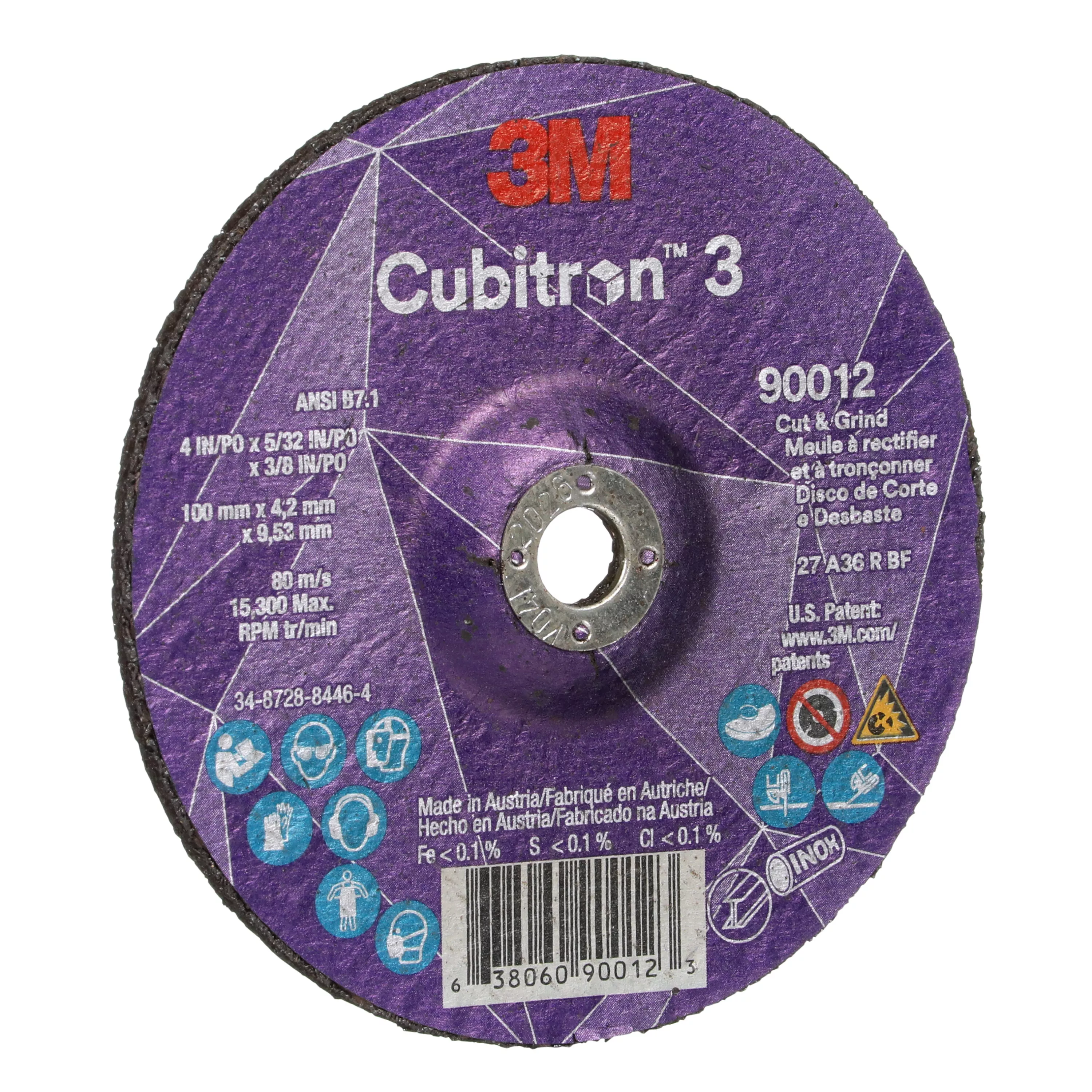 SKU 7100305152 | 3M™ Cubitron™ 3 Cut and Grind Wheel
