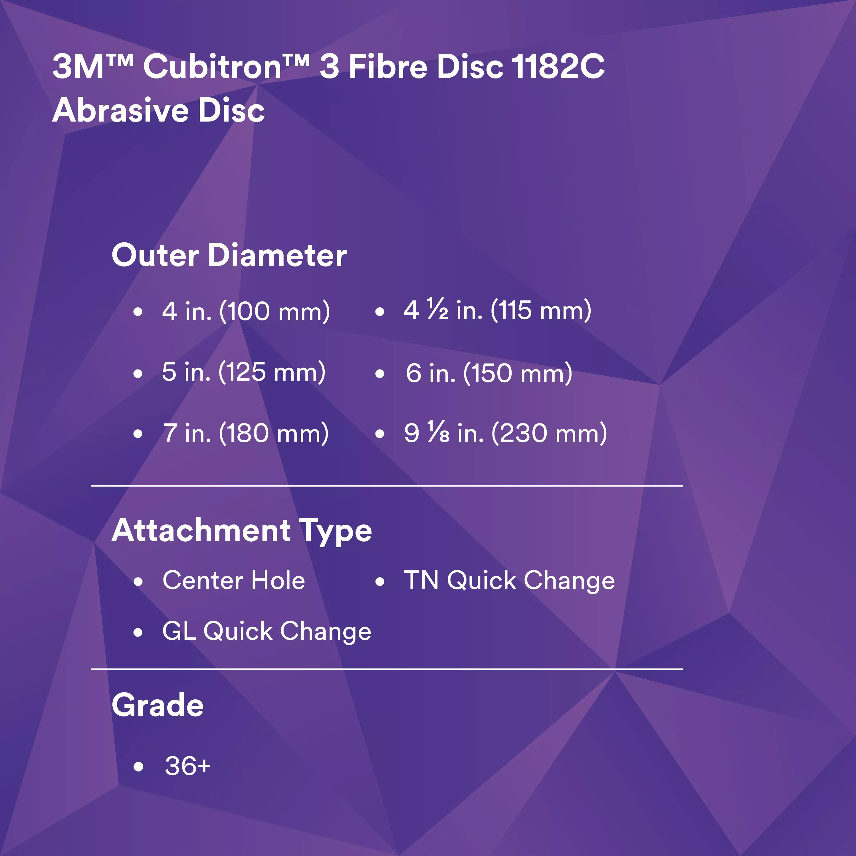 SKU 7100310728 | 3M™ Cubitron™ 3 Fibre Disc 1182C