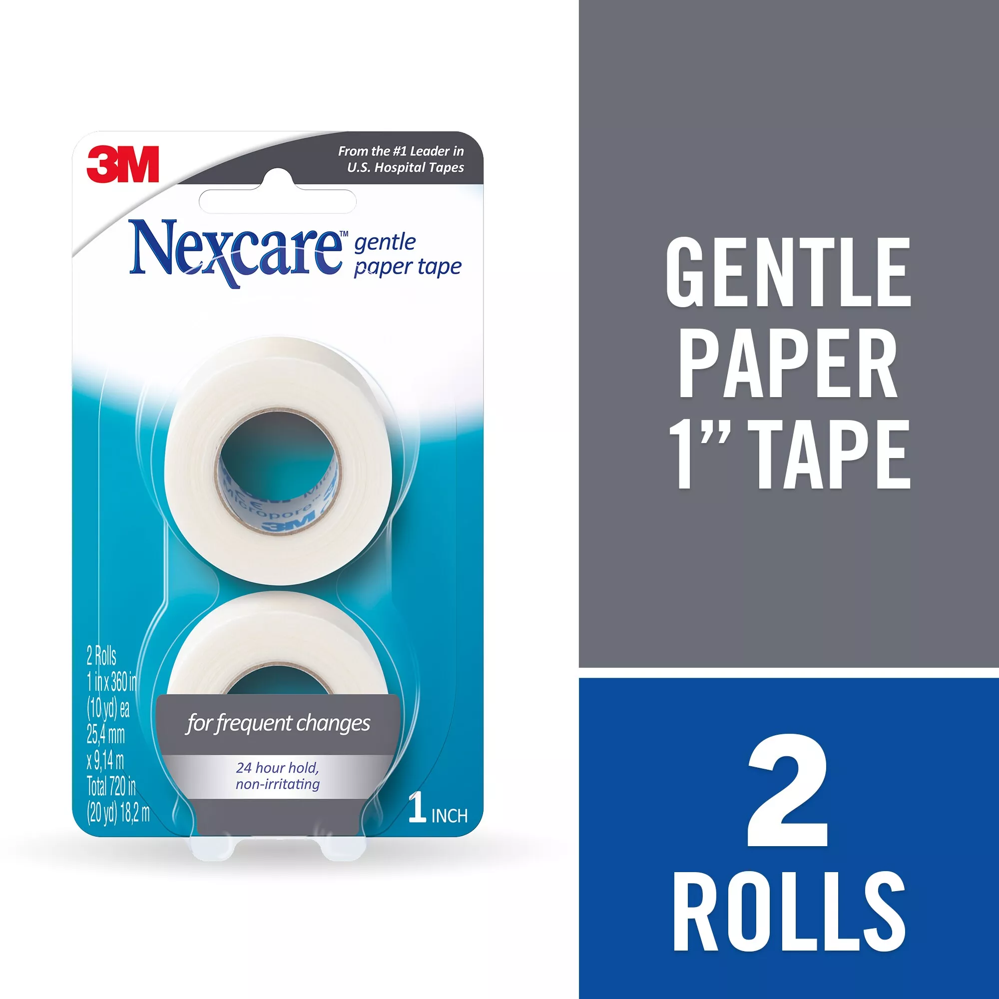 Nexcare™ Gentle Paper First Aid Tape, 781-2Pk-CA, 1 In X 10 Yds Carded (Carded, 2 Pk)