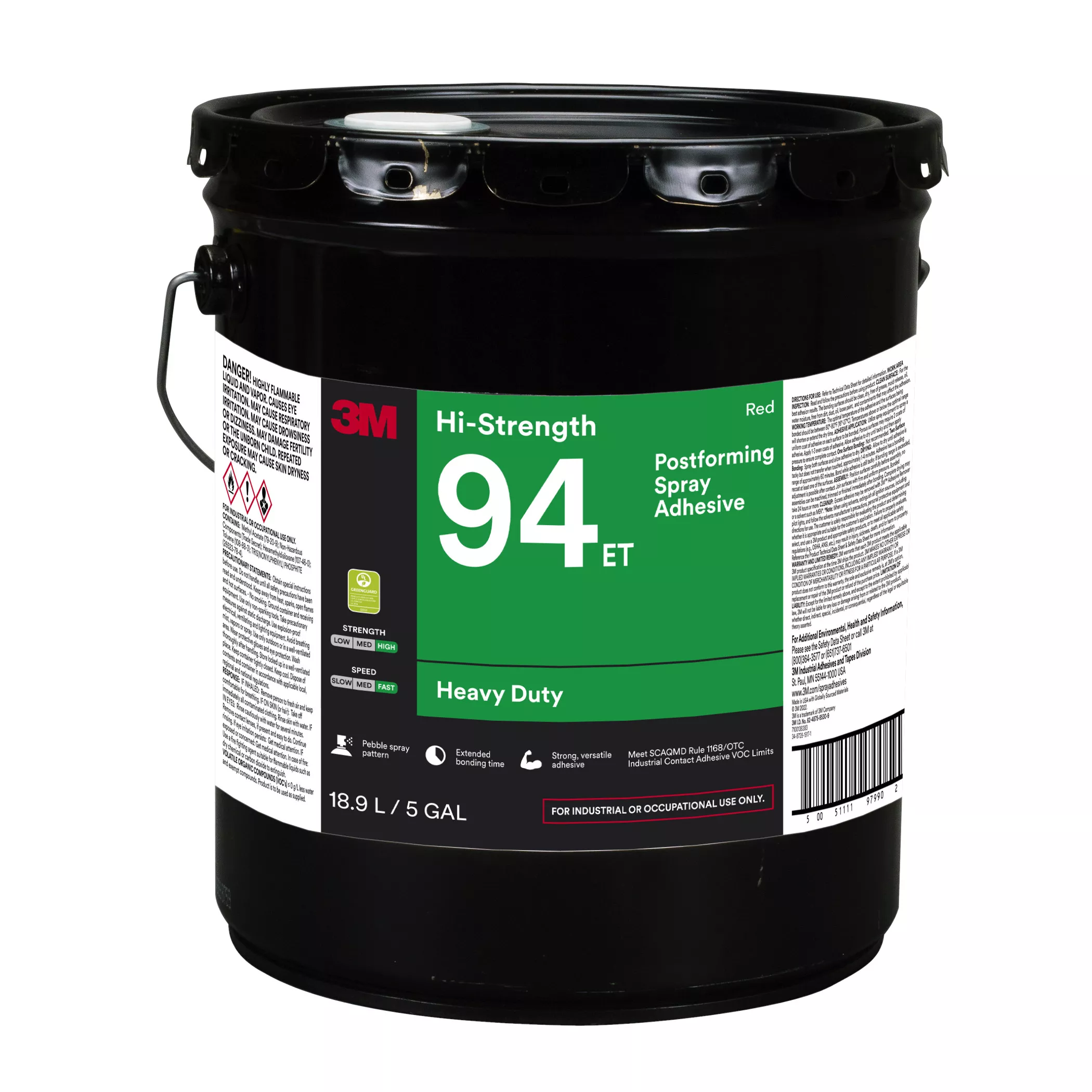 3M™ Hi-Strength 94 ET Adhesive, Red, 5 Gallon (Pail), Drum