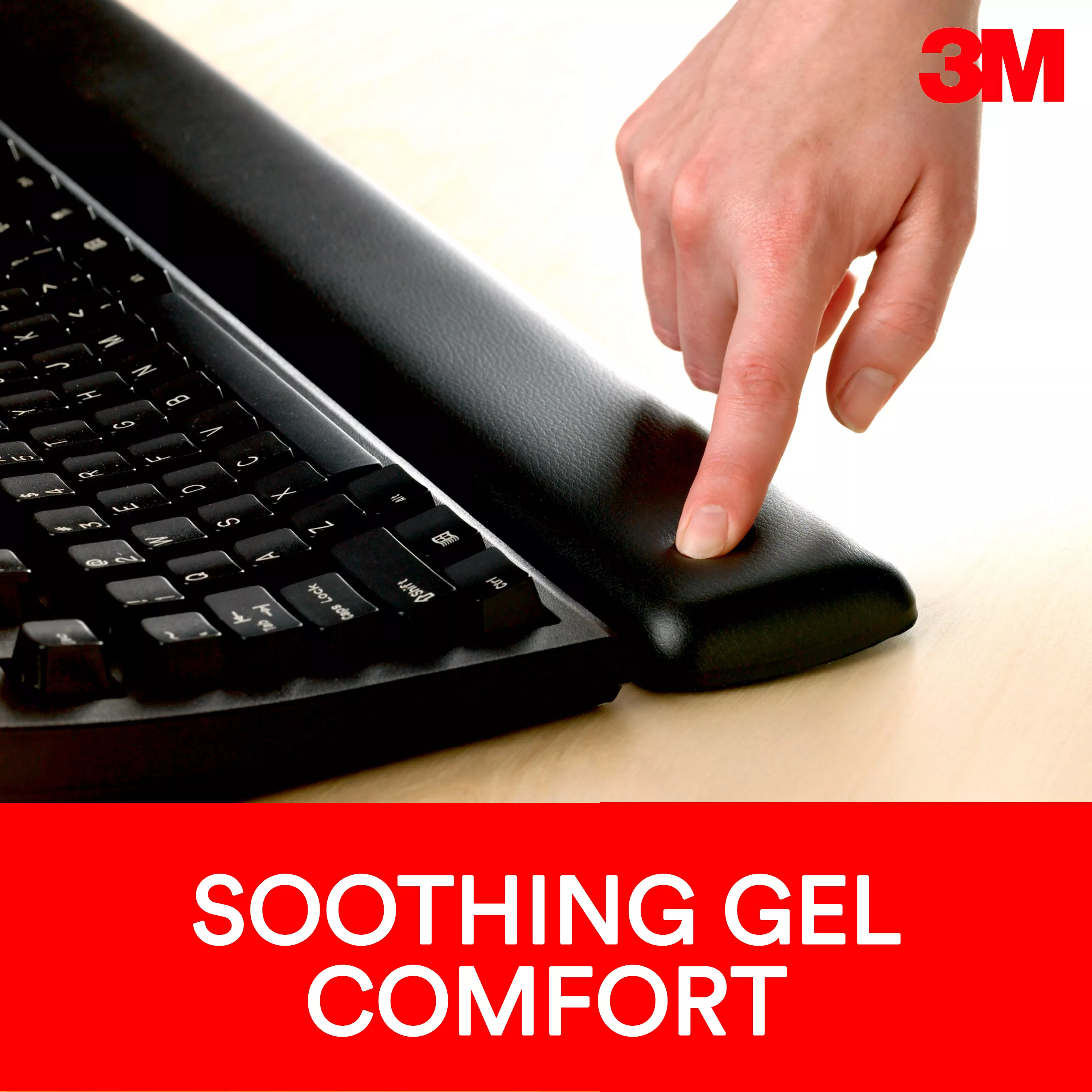 Product Number WR310LE | 3M™ Gel Wrist Rest for Keyboard with Leatherette Cover and Antimicrobial Product Protection