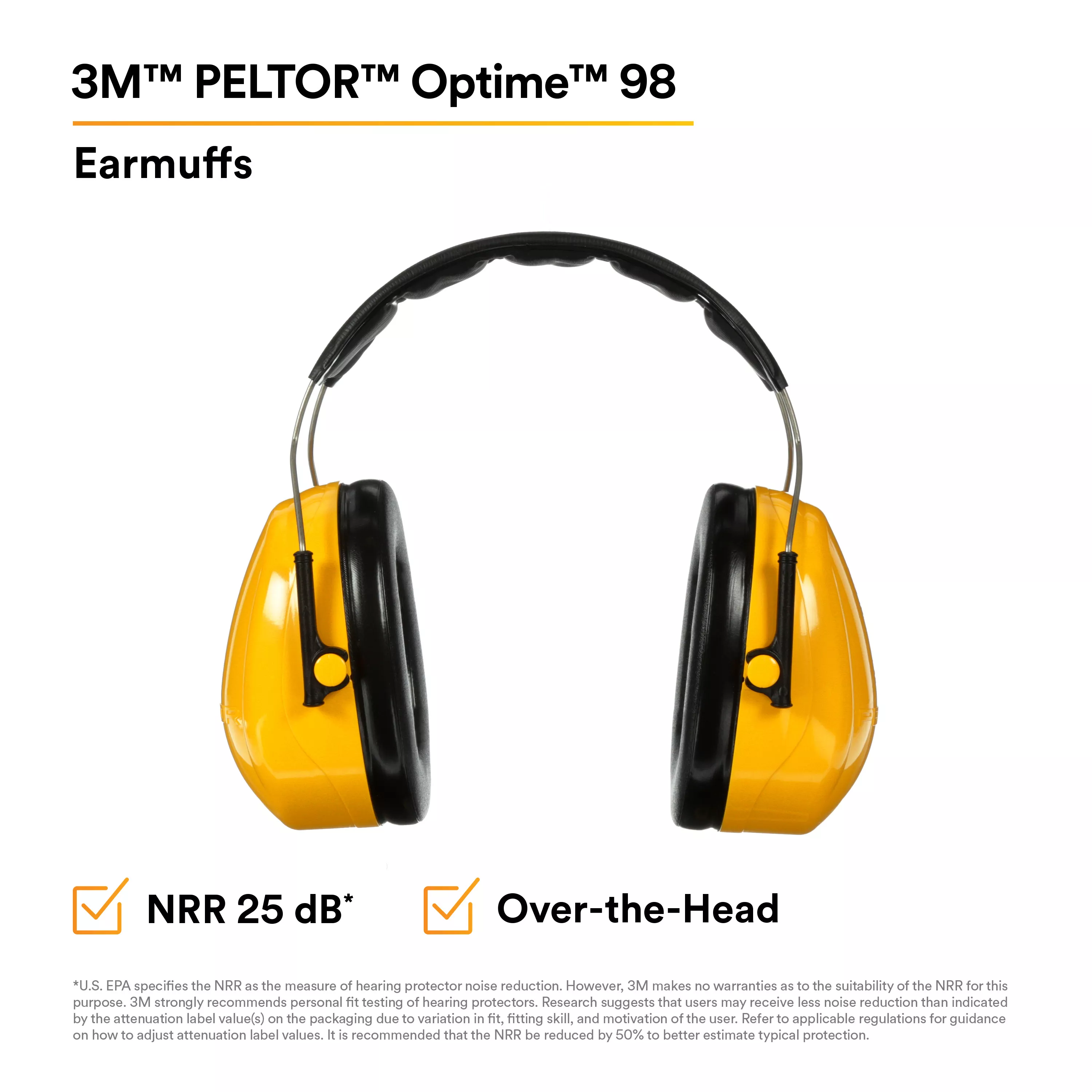 SKU 7000009670 | 3M™ PELTOR™ Optime™ 98 Earmuffs H9A