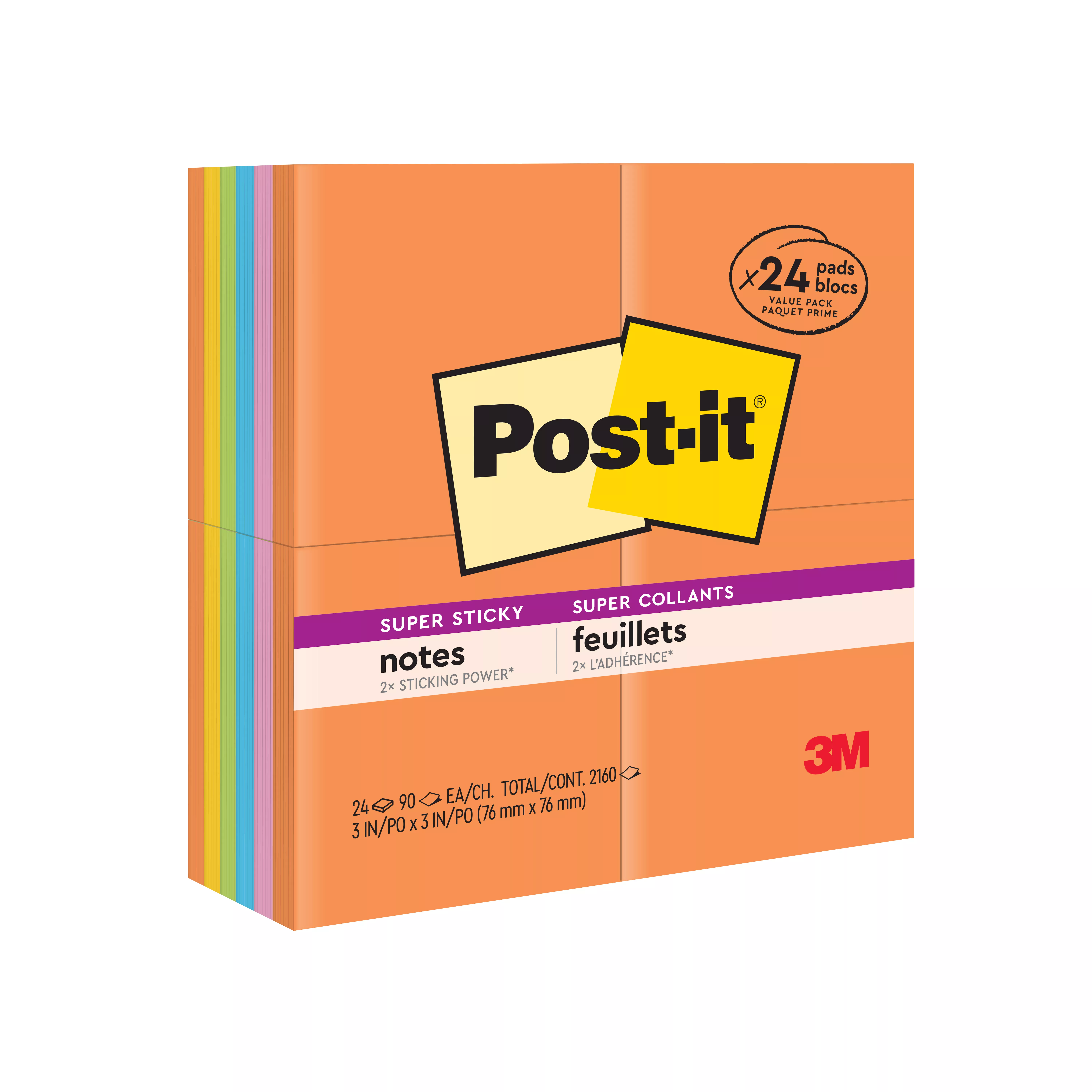 SKU 7100237015 | Post-it® Super Sticky Notes 654-24SSAU