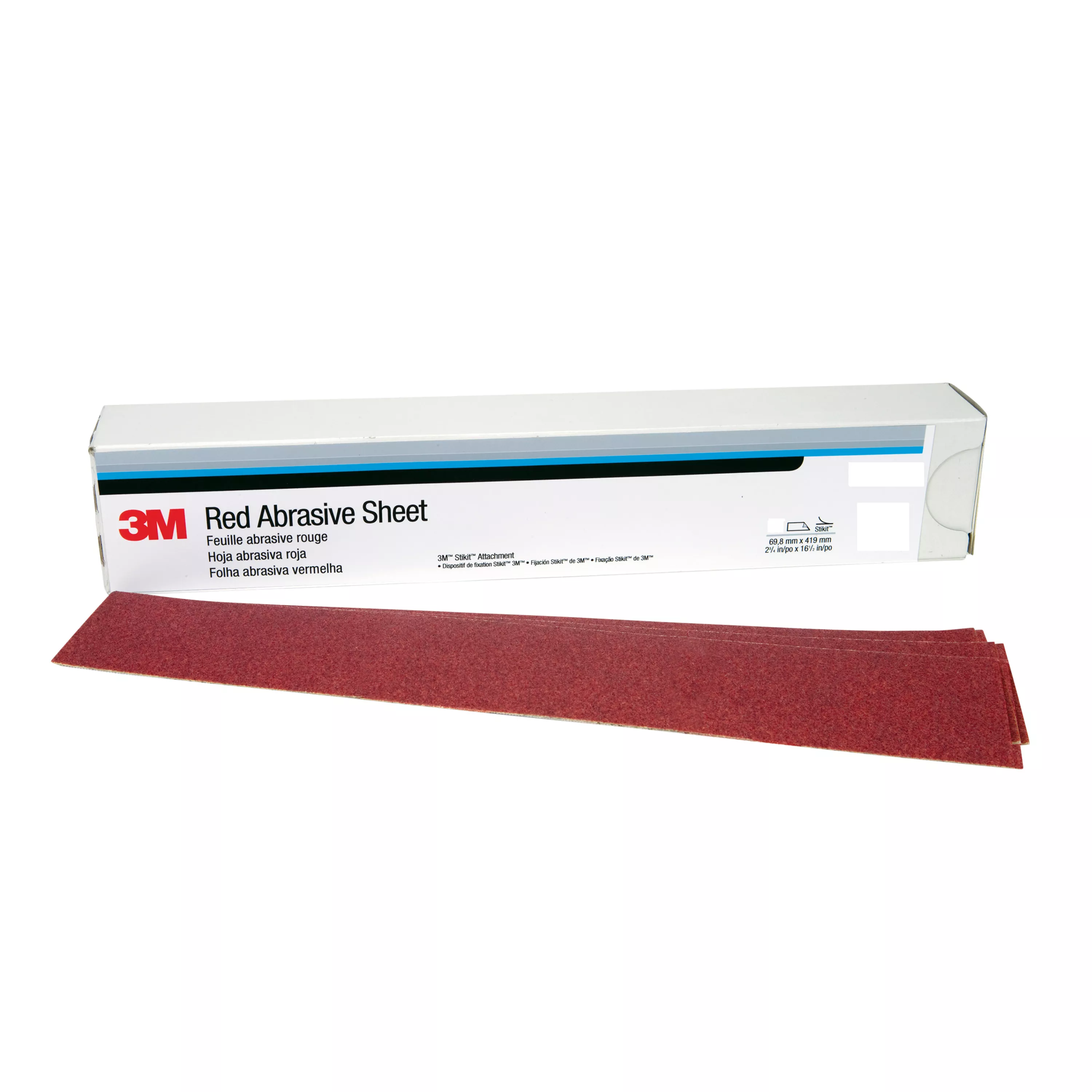 3M™ Red Abrasive Stikit™ Sheet, 01680, 40, 2-3/4 in x 16 1/2 in, 25 sheets per carton, 5 cartons per case