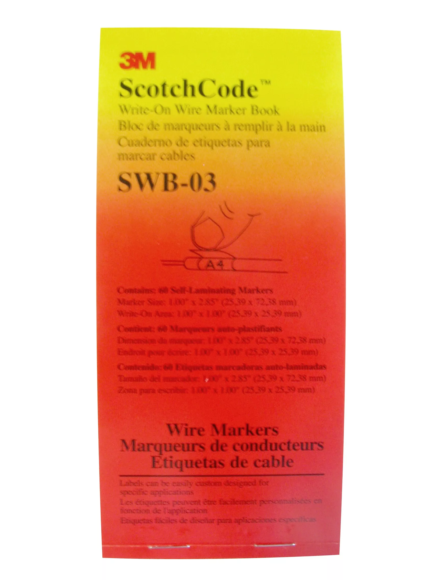 SKU 7000058802 | 3M™ ScotchCode™ Write-On Wire Marker Book SWB-03