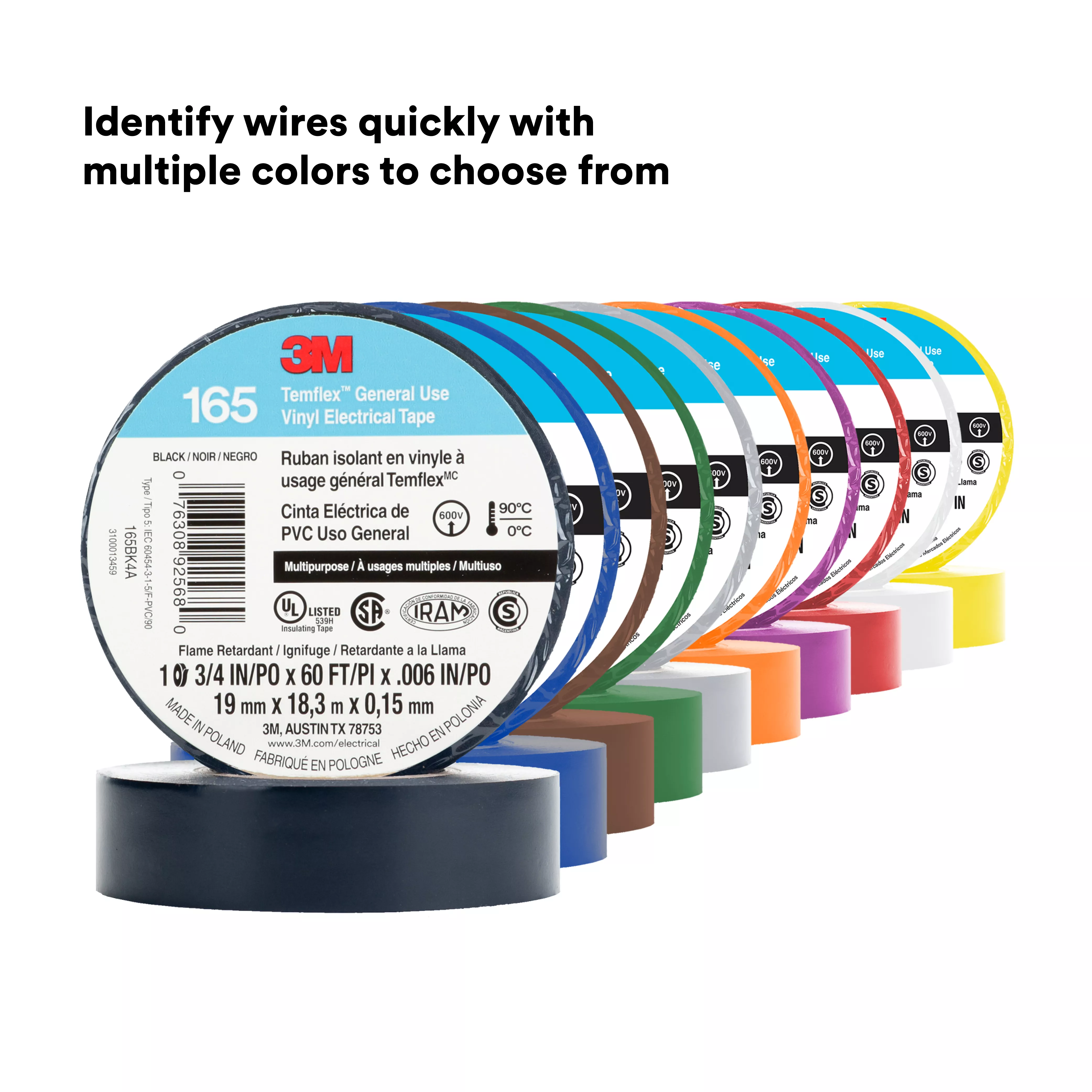 SKU 7100169492 | 3M™ Temflex™ Vinyl Electrical Tape 165