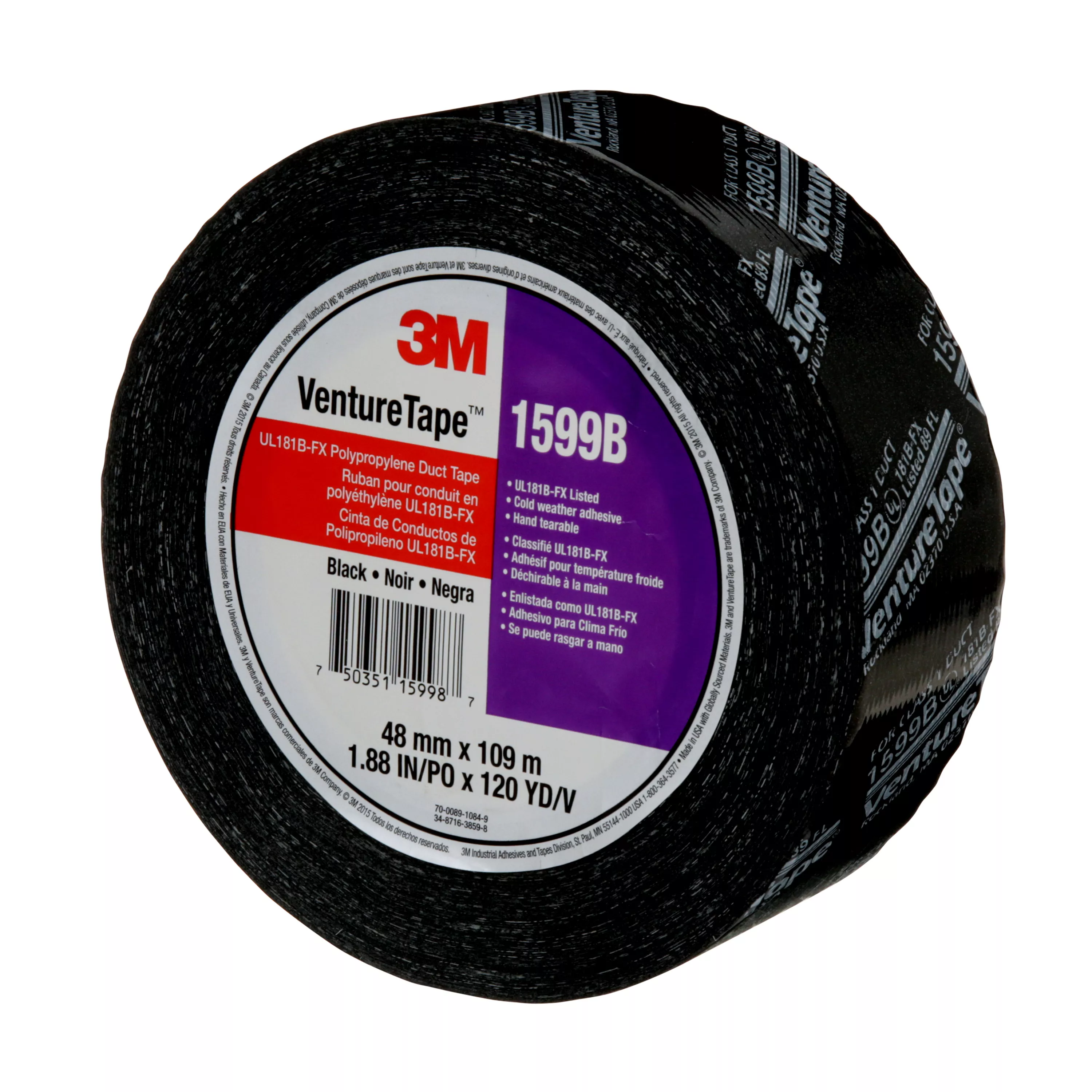 SKU 7100043816 | 3M™ Venture Tape™ UL181B-FX Polypropylene Duct Tape 1599B