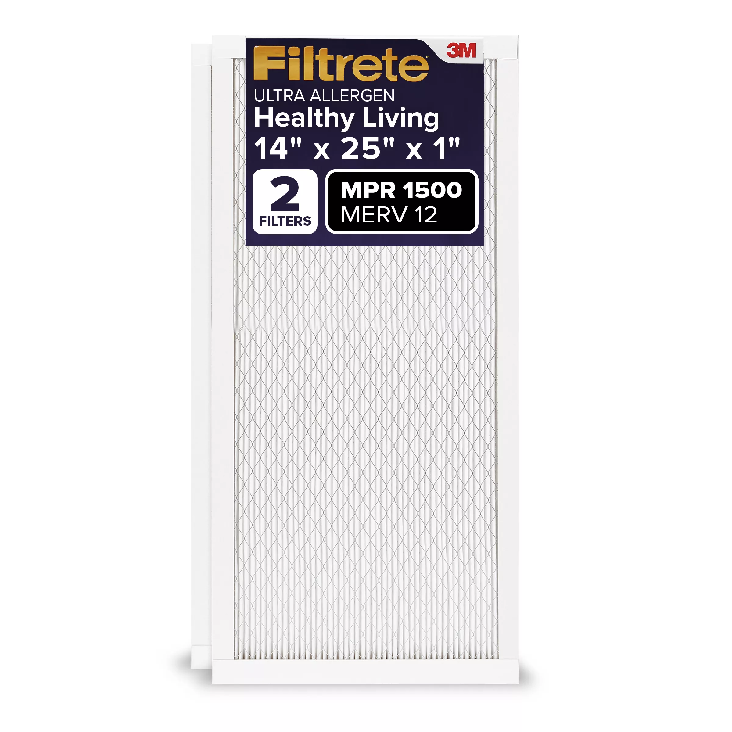 Filtrete™ Ultra Allergen Reduction Filter UR04-2PK-1E, 14 in x 25 in x 1 in (35.5 cm x 63.5 cm x 2.5 cm)