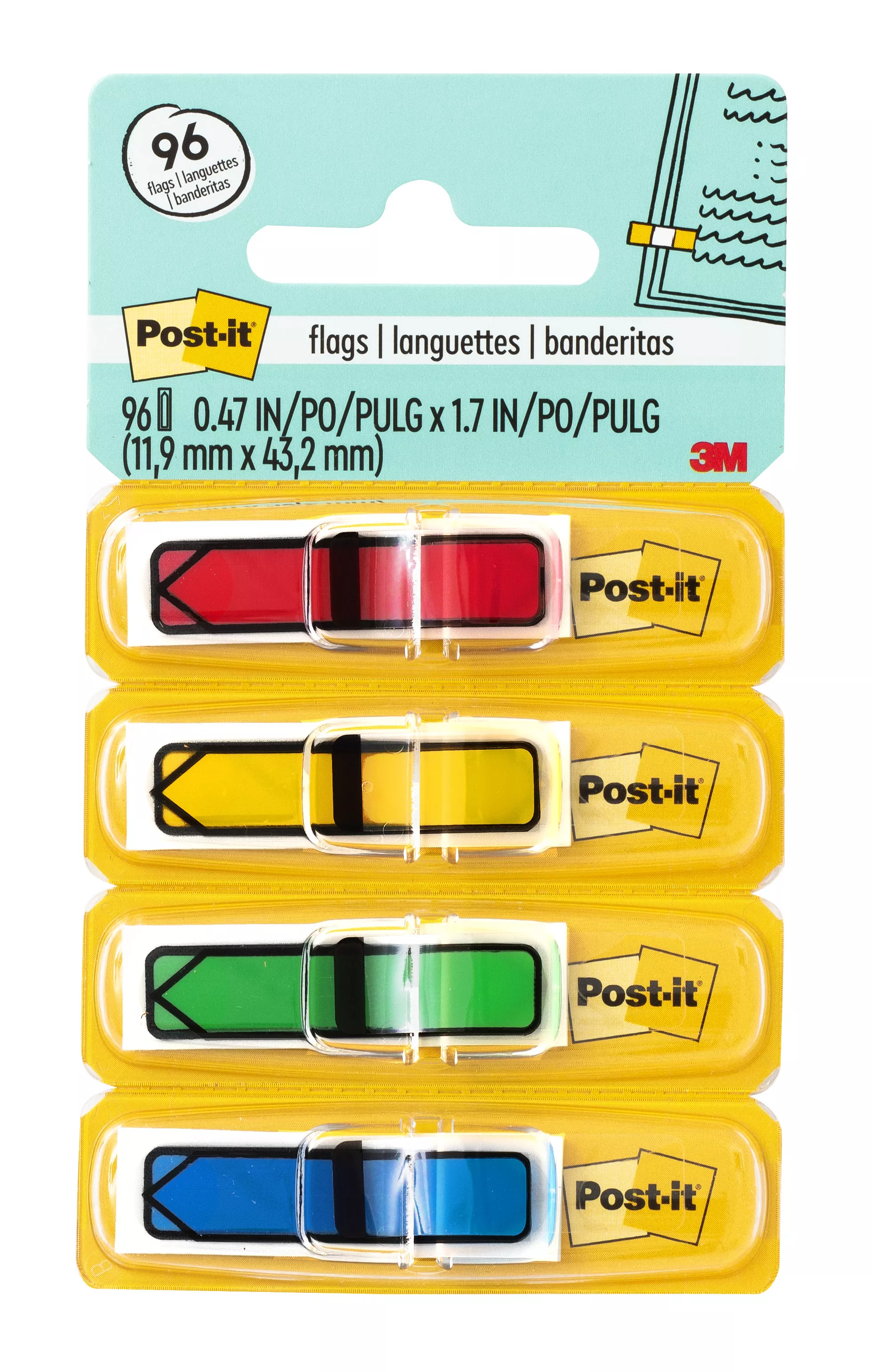 Post-it® Arrow Flags 684-ARR3, .47 in. x 1.7 in. Assorted