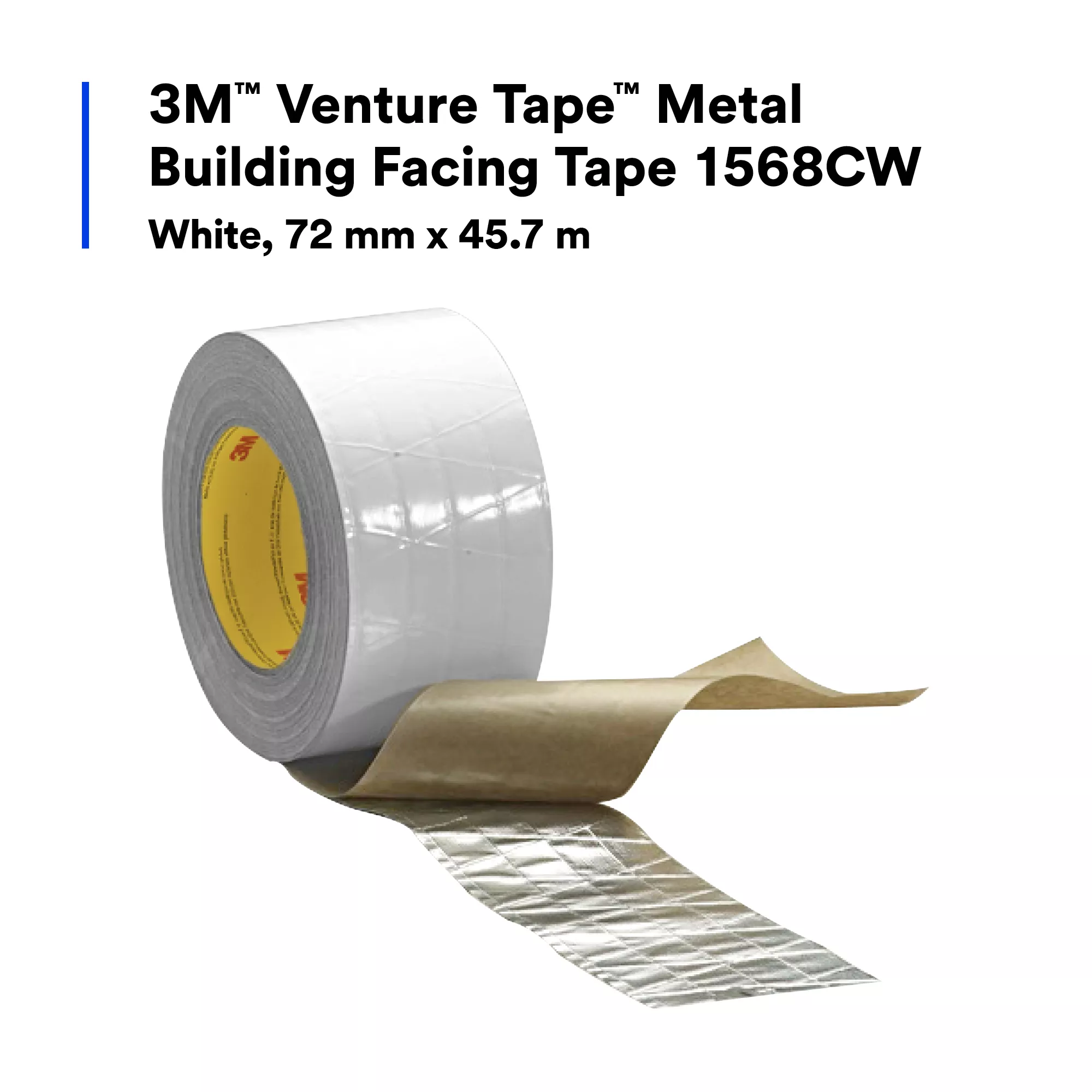 SKU 7100043851 | 3M™ Venture Tape™ Metal Building Facing Tape 1568CW