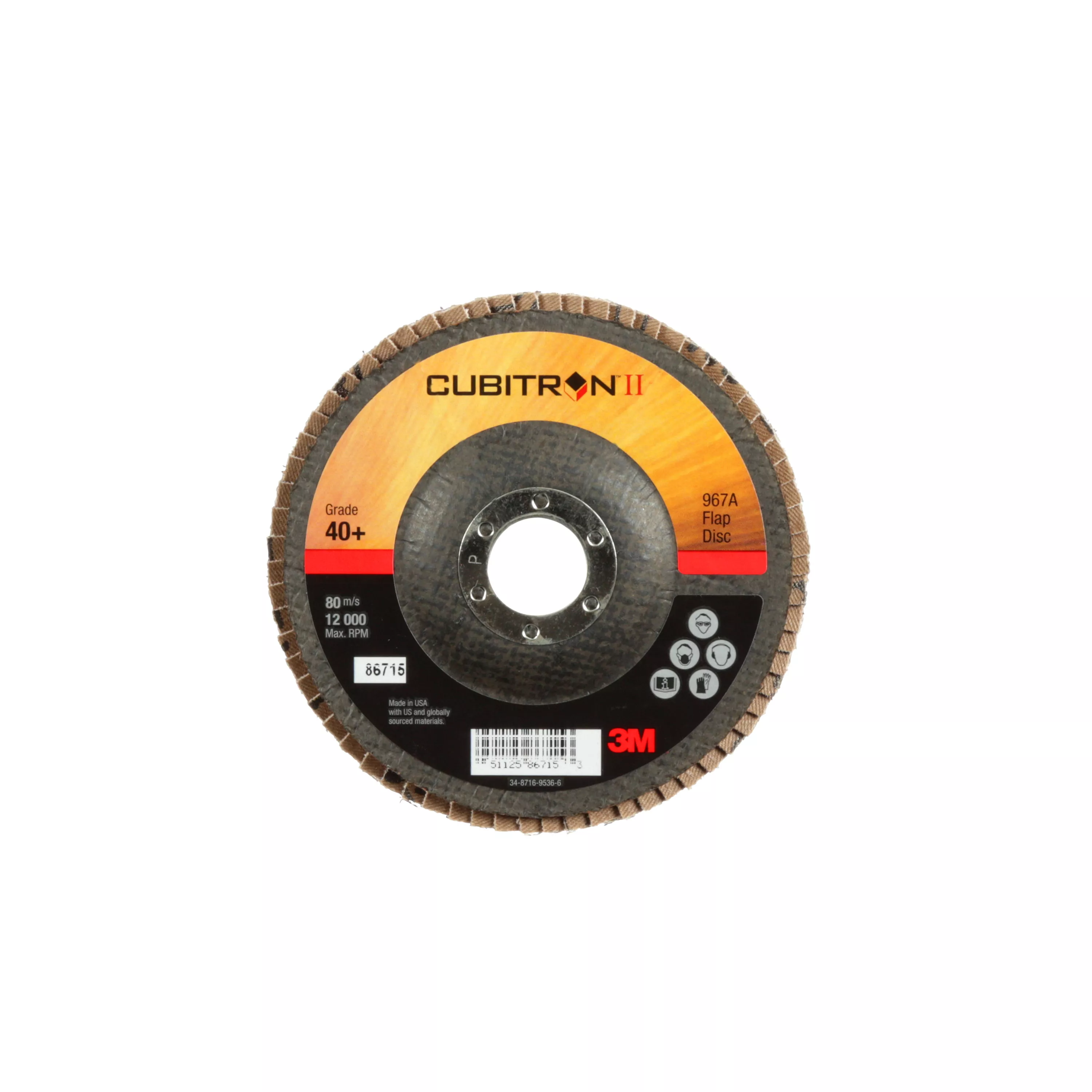 SKU 7000148196 | 3M™ Cubitron™ II Flap Disc 967A