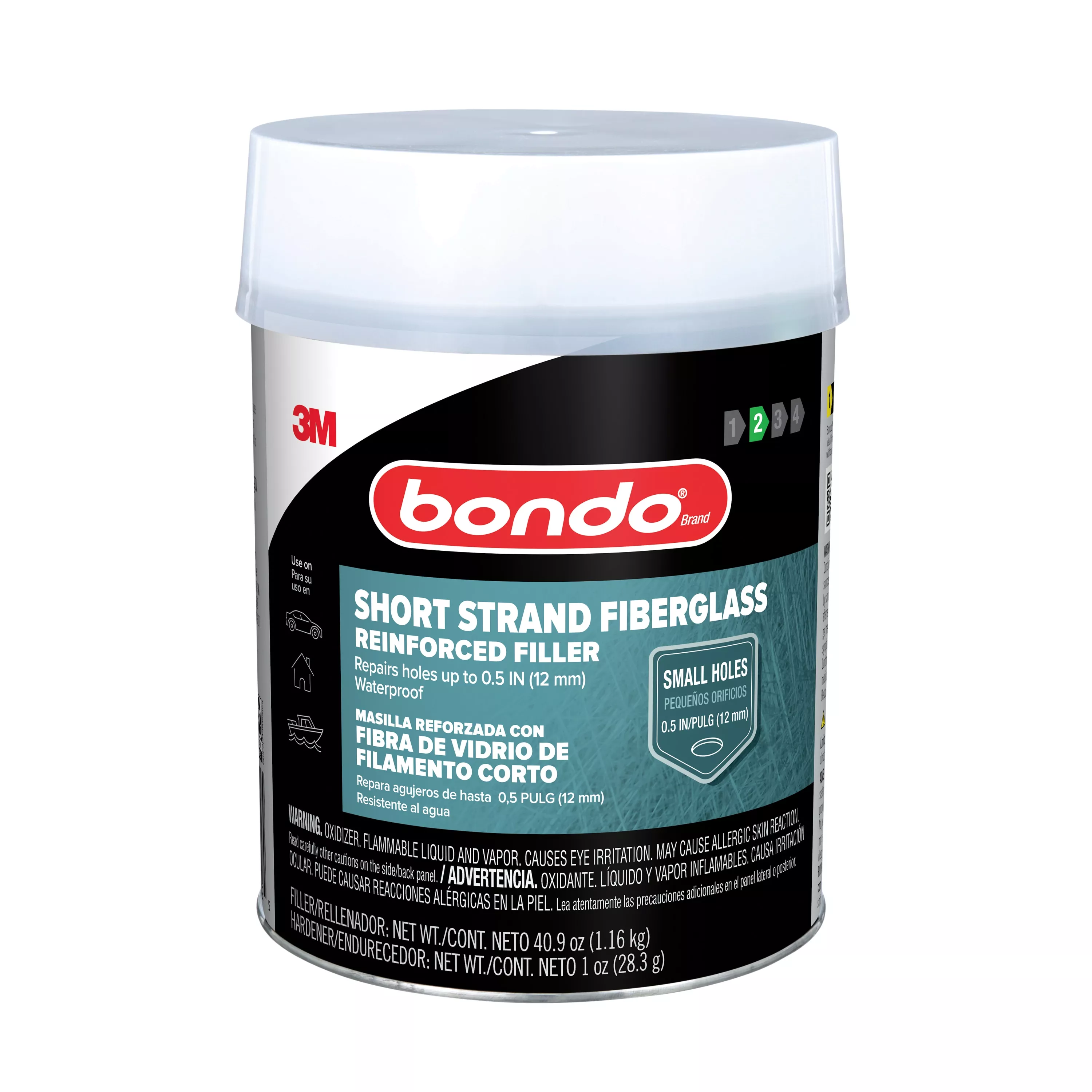 Bondo® Short Strand Fiberglass Reinforced Filler SS-QT-ES, 2.56 lb/1.16kg, 6 per case