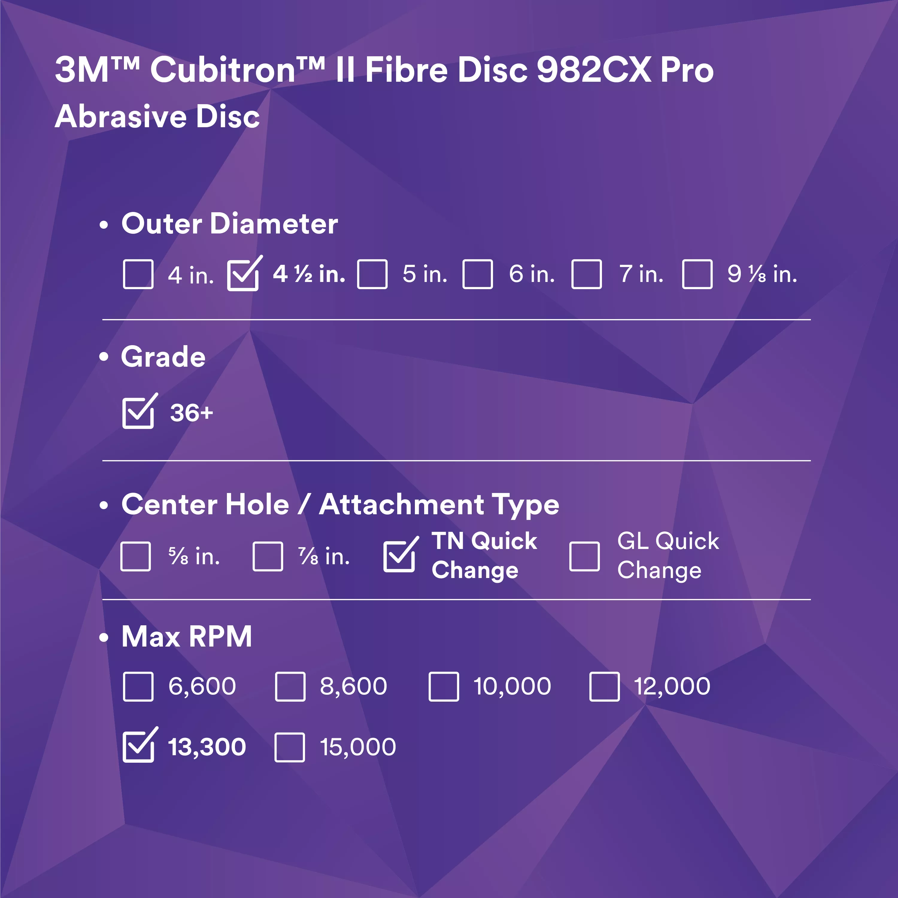 SKU 7100242974 | 3M™ Cubitron™ II Fibre Disc 982CX Pro