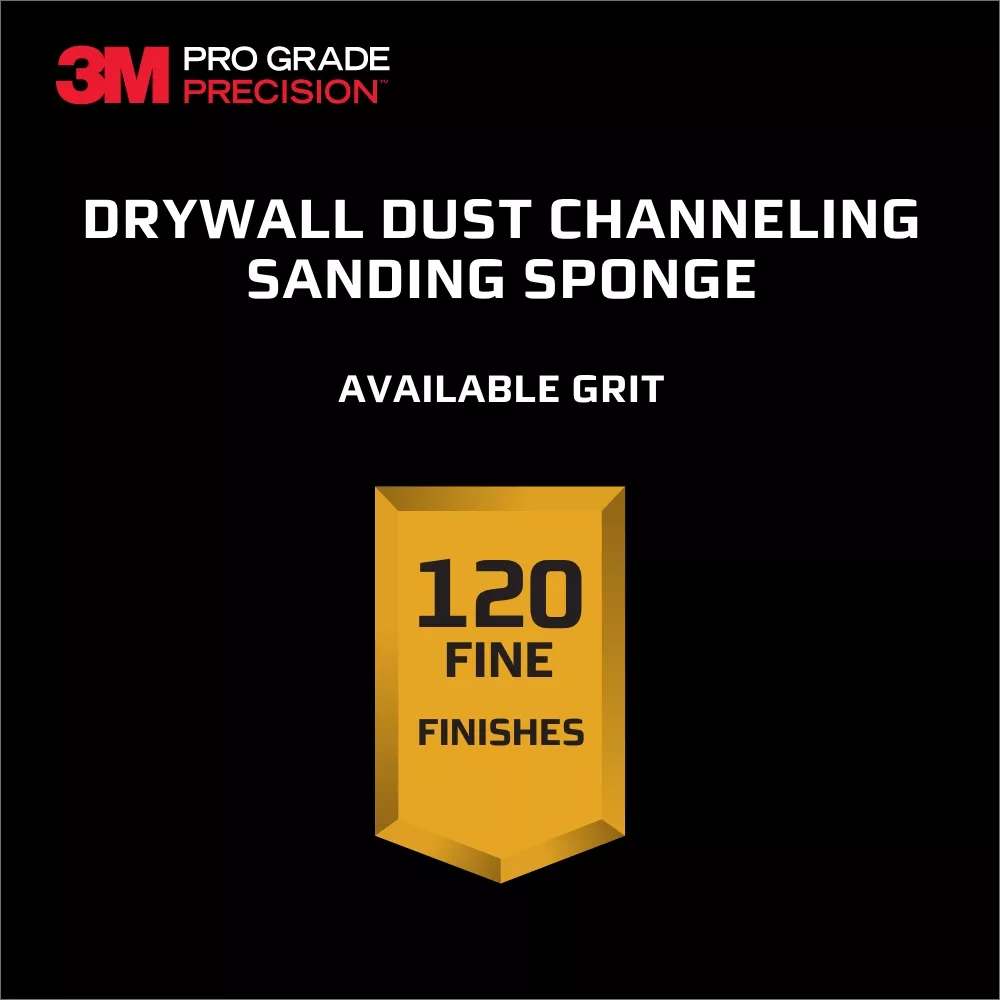 SKU 7100145185 | 3M™ Pro Grade Precision™ Drywall Dust Channeling Sanding Sponge Fine