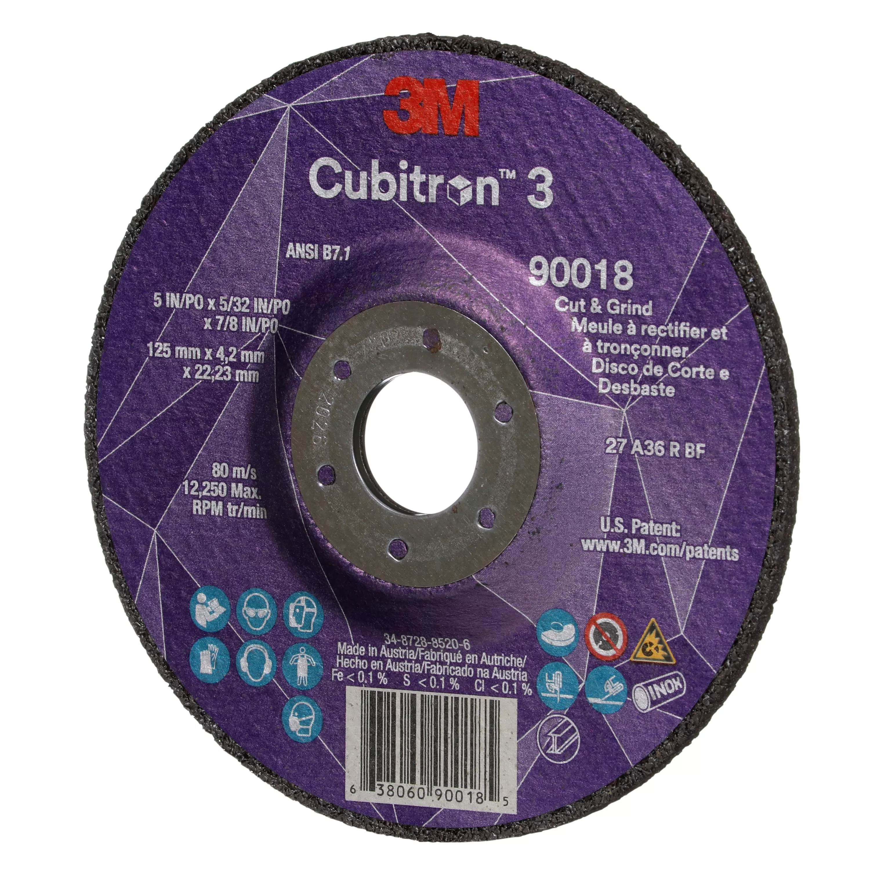 SKU 7100305444 | 3M™ Cubitron™ 3 Cut and Grind Wheel