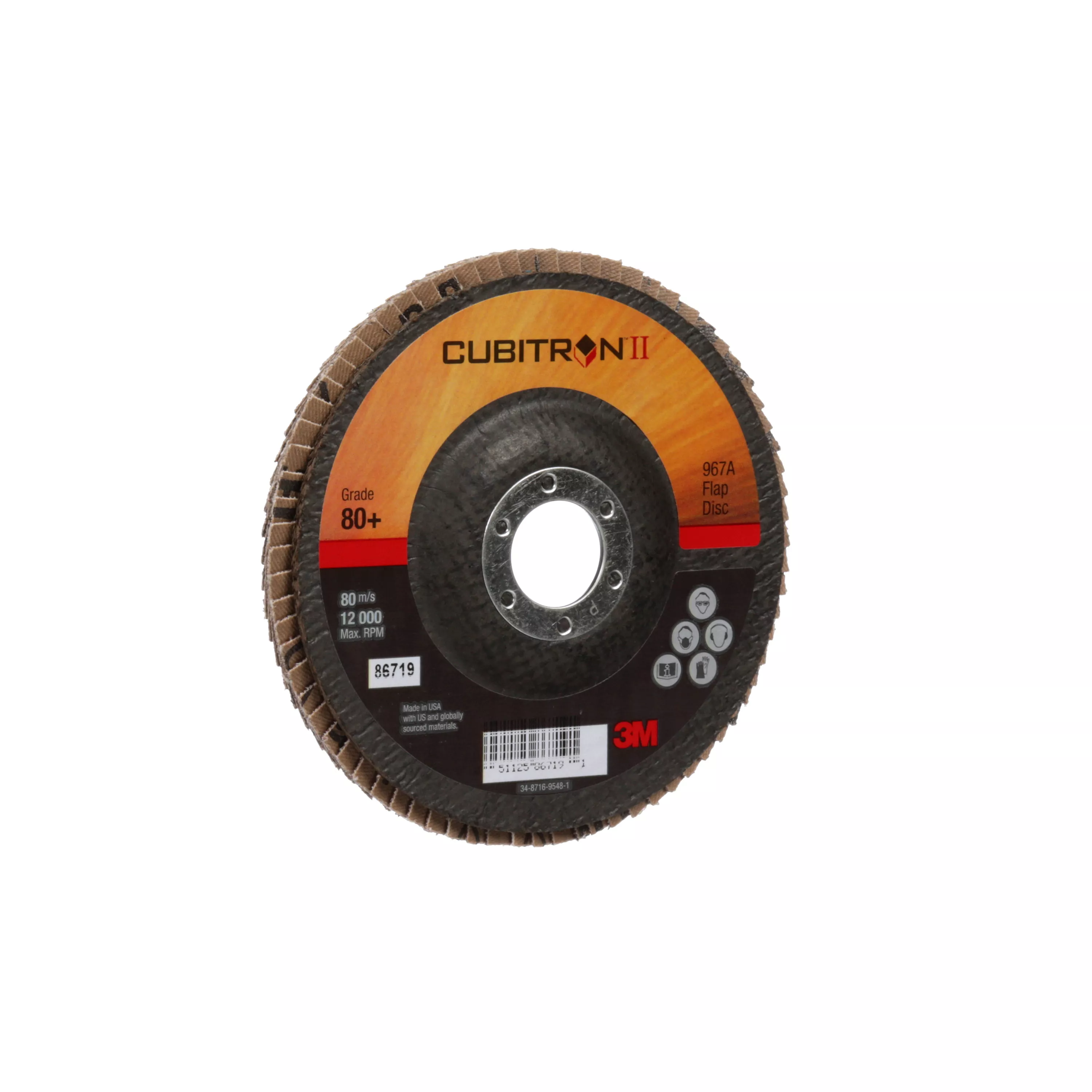 SKU 7000148200 | 3M™ Cubitron™ II Flap Disc 967A