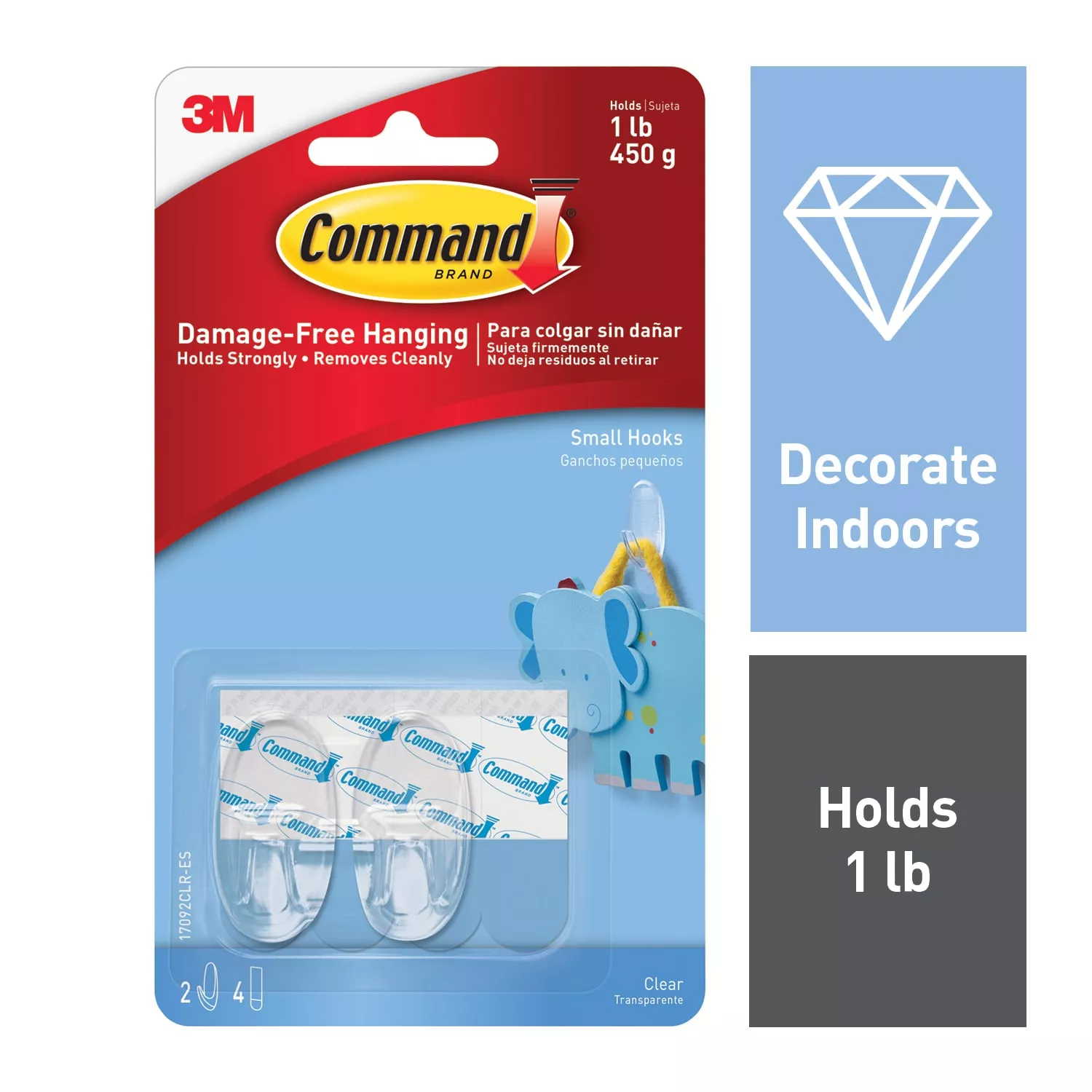 Command™ Small Clear Hooks 17092CLR-ES