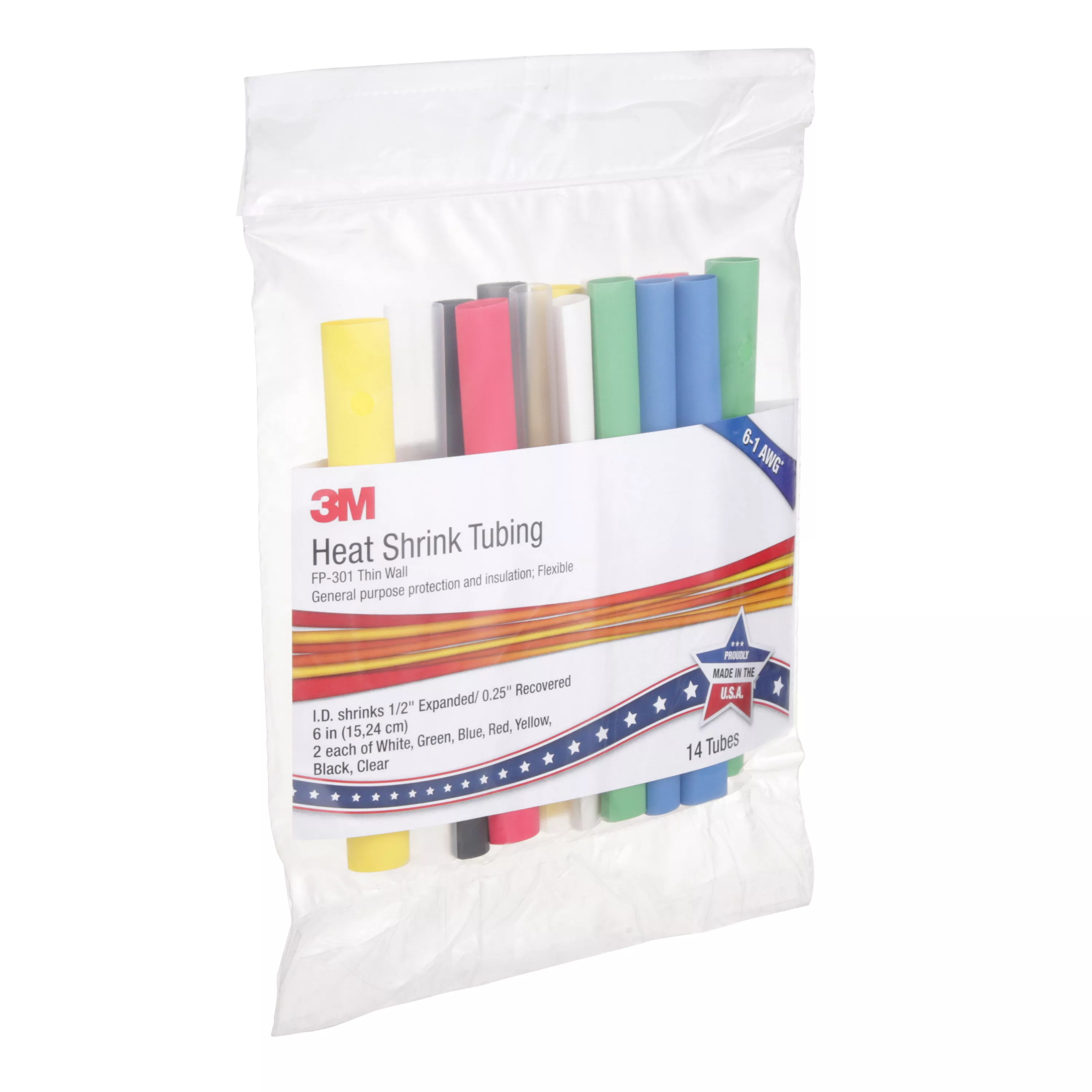 SKU 7000132603 | 3M™ Heat Shrink Tubing Assortment Pack FP-301-1/2-Assort: 6 in length pieces