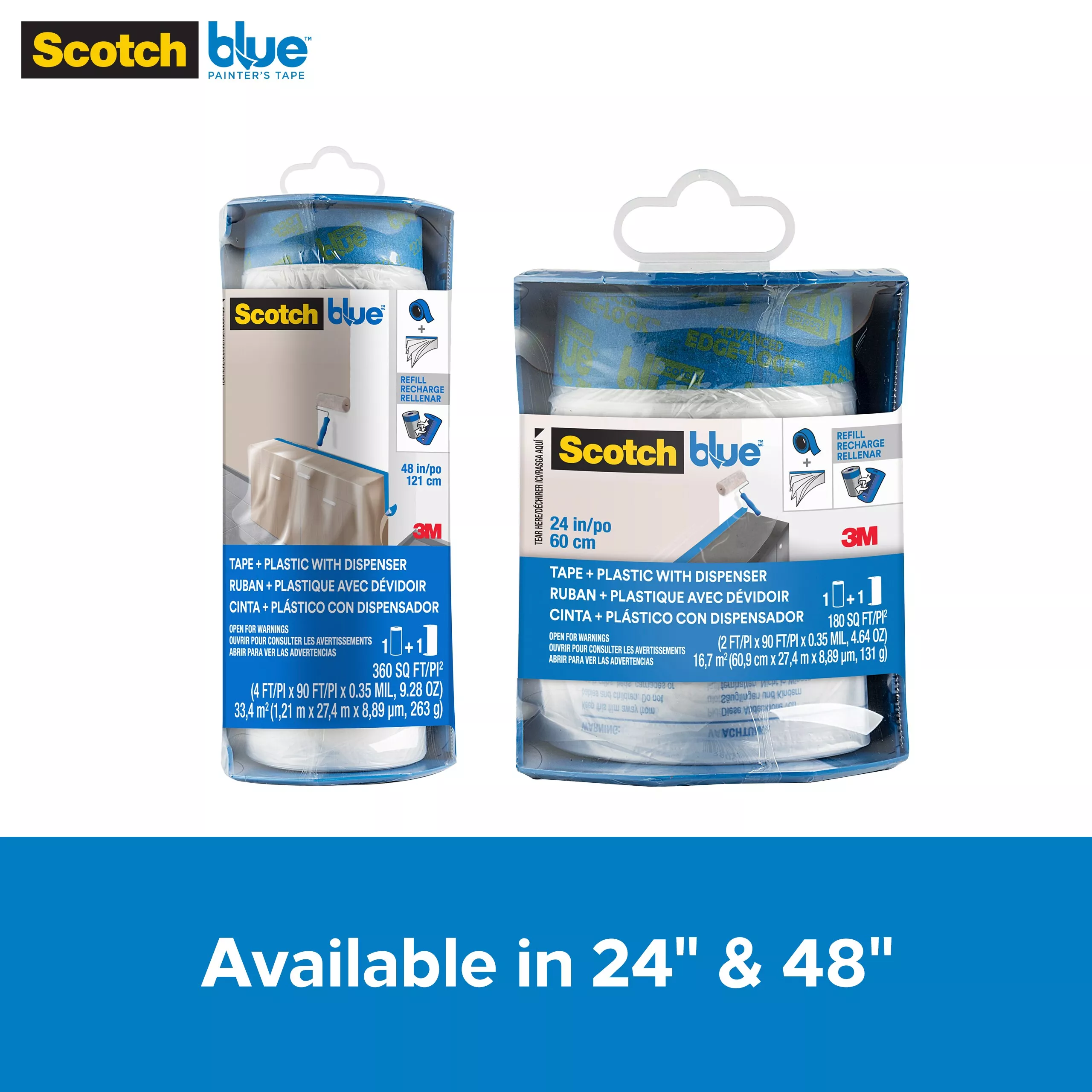 SKU 7100197948 | 3M™ ScotchBlue™ Tape + Plastic with Dispenser PTD2093EL-48-S