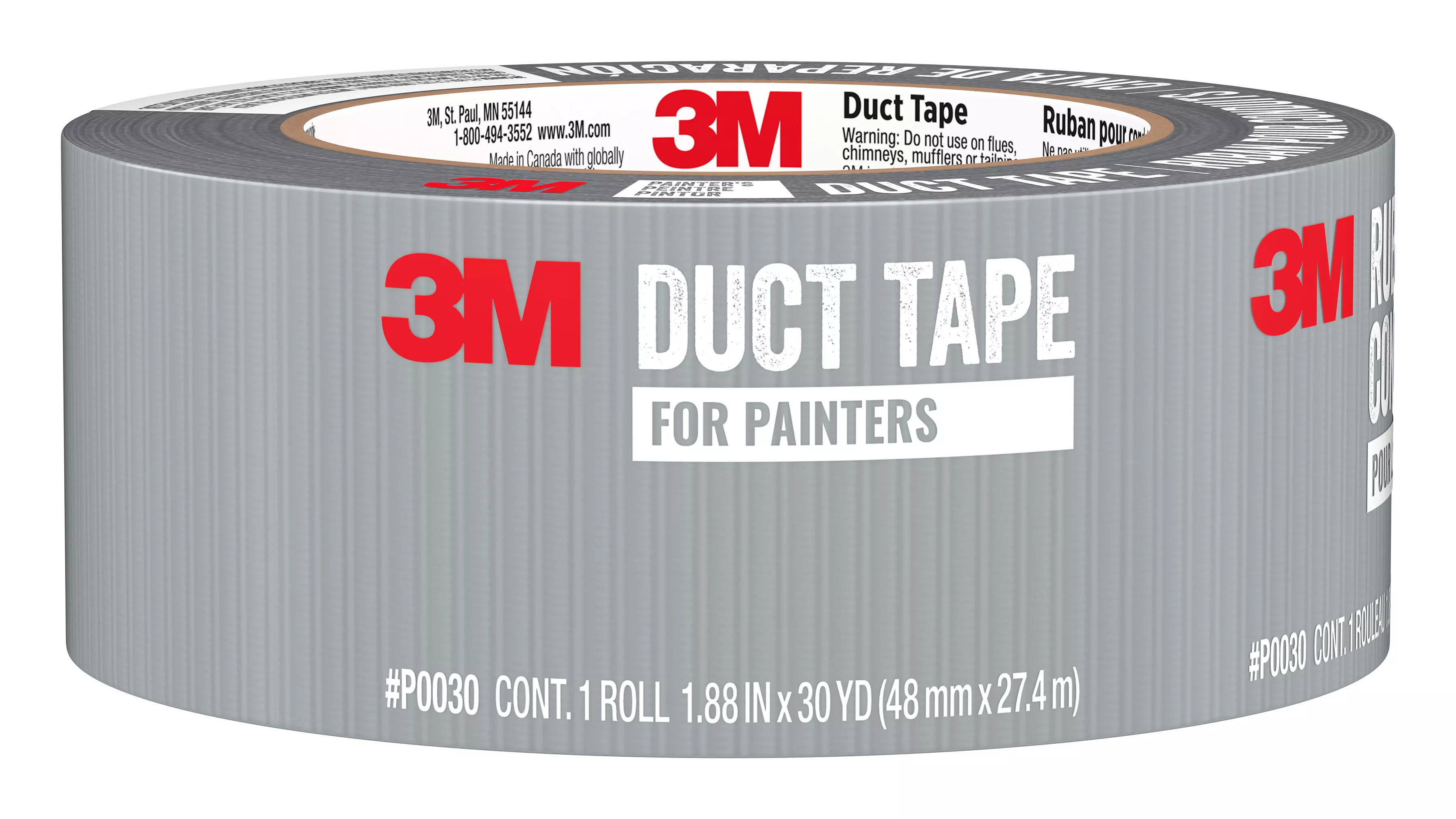 3M™ Basic Painter's Duct Tape P0030, 1.88 in x 30 yd (48 mm x 27.4 m), 16 rolls/case