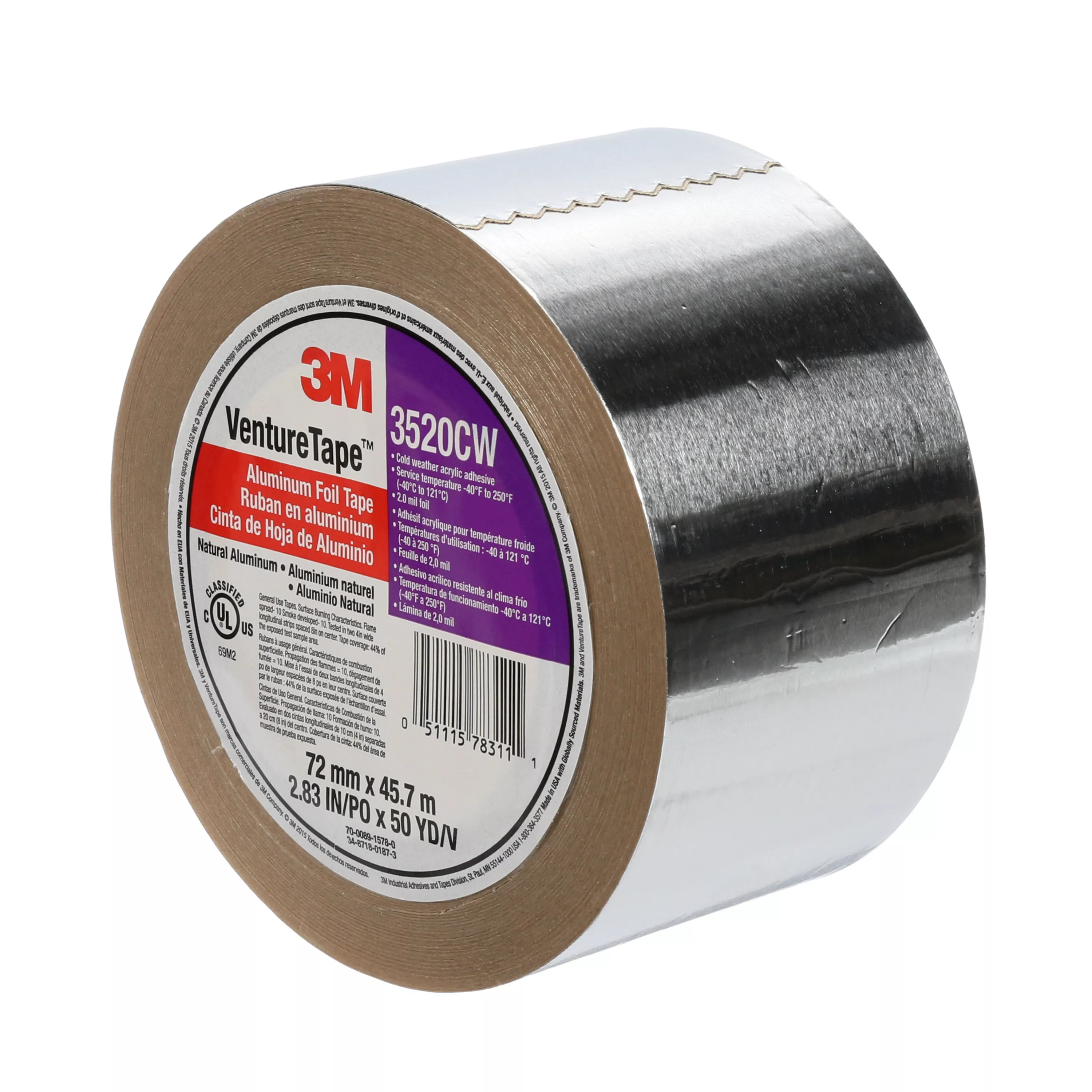 SKU 7100043750 | 3M™ Venture Tape™ Aluminum Foil Tape 3520CW