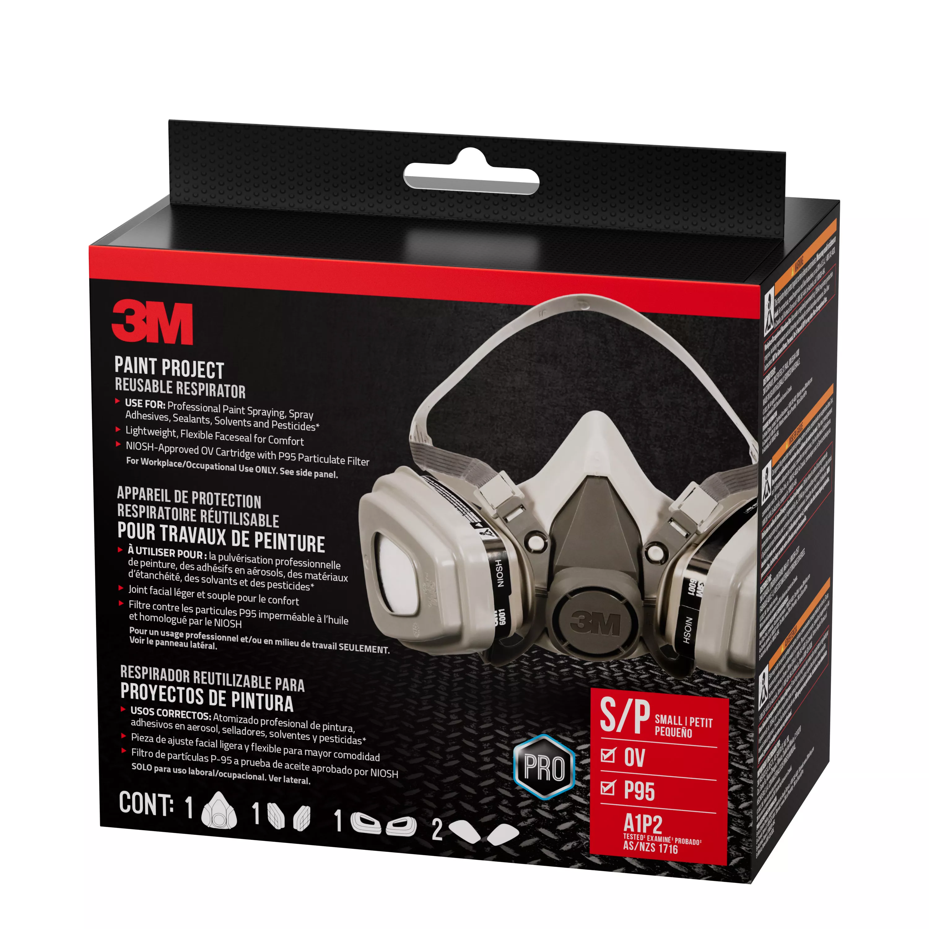 3M™ Performance Reusable Paint Project Respirator OV/P95, 6111P1-DC,
Size Small, 1 each/pack, 4 packs/case