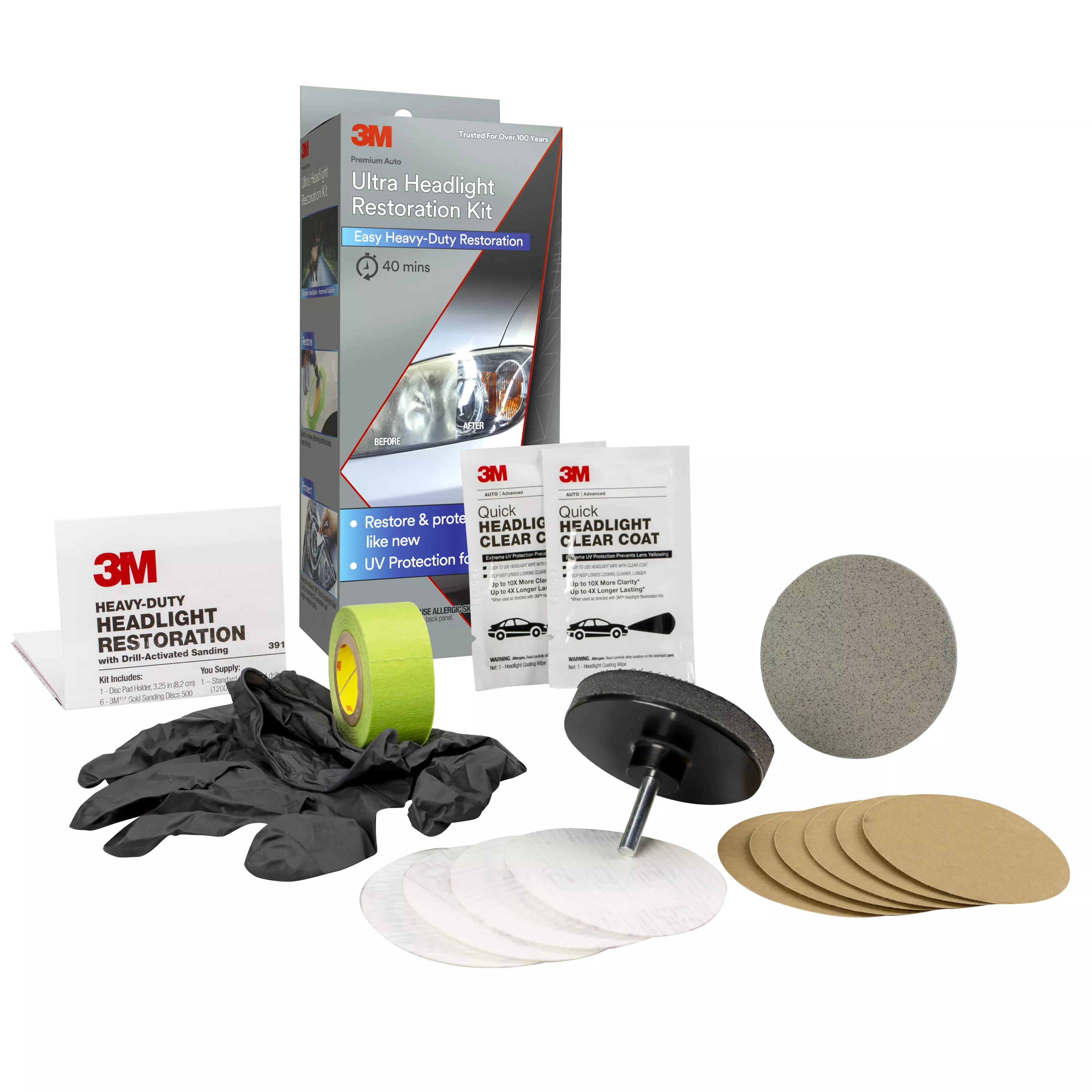 3M™ Ultra Headlight Restoration Kit 39195, 3/Case