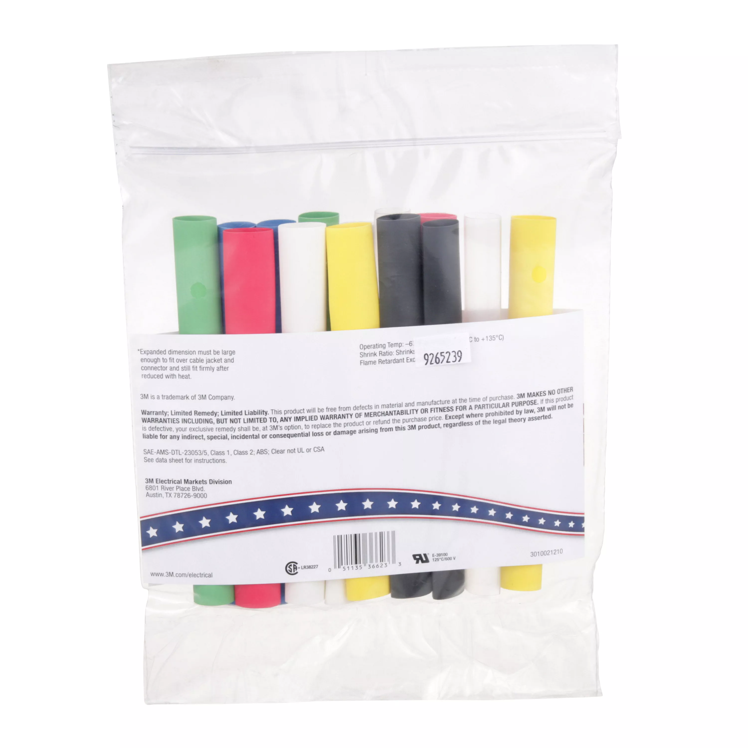 SKU 7000132603 | 3M™ Heat Shrink Tubing Assortment Pack FP-301-1/2-Assort: 6 in length pieces