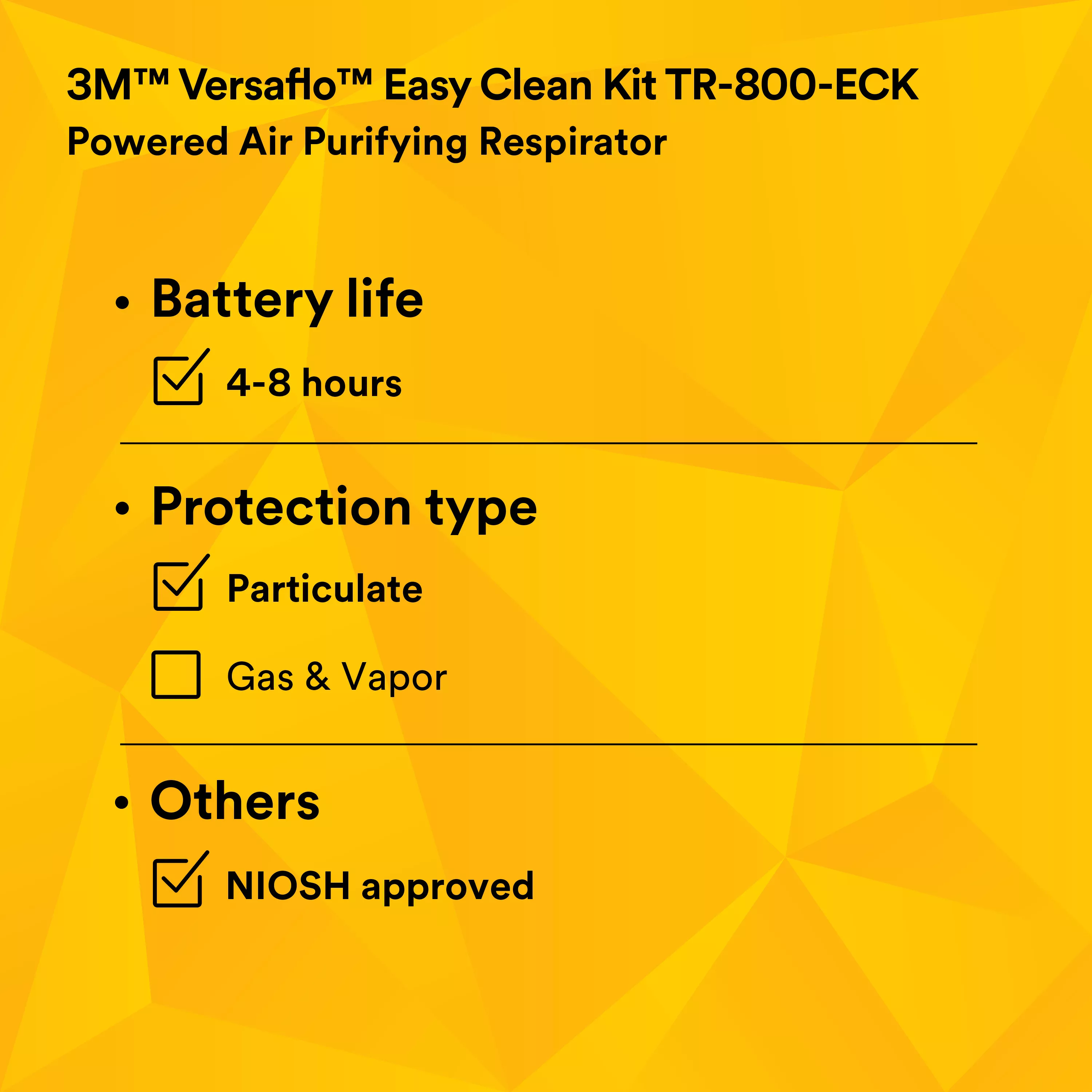 SKU 7100150926 | 3M™ Versaflo™ Powered Air Purifying Respirator Easy Clean Kit TR-800-ECK